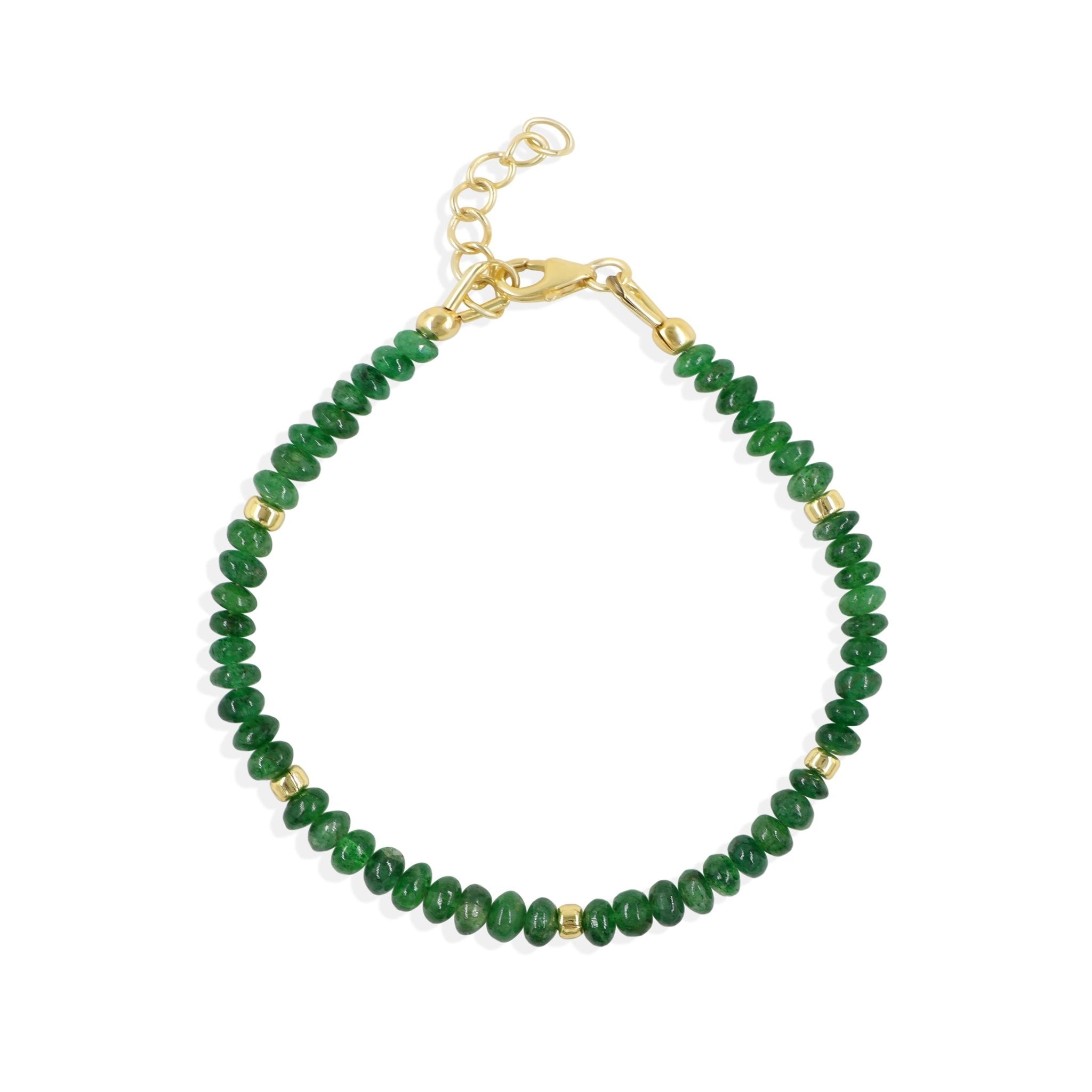 Emerald Smooth Beads Bracelet Size 6 to 8 Inch For Women - Goodstone Jewels