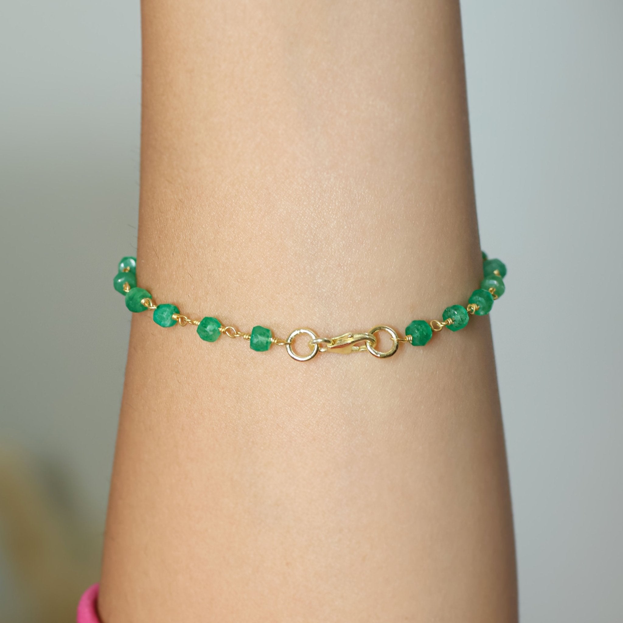 Emerald Smooth Beads Chain Bracelet Gift For Her - Goodstone Jewels