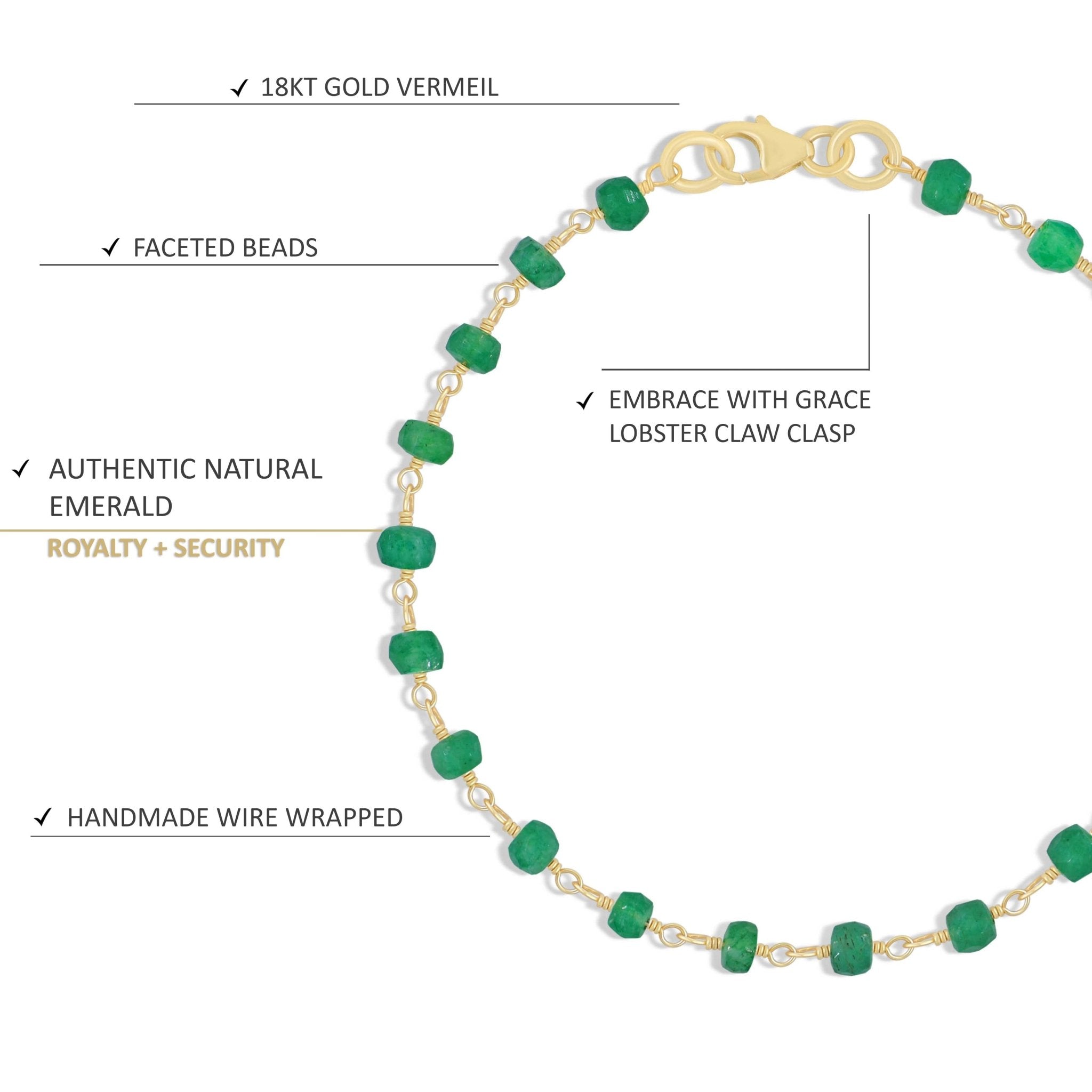 Emerald Smooth Beads Chain Bracelet Gift For Her - Goodstone Jewels