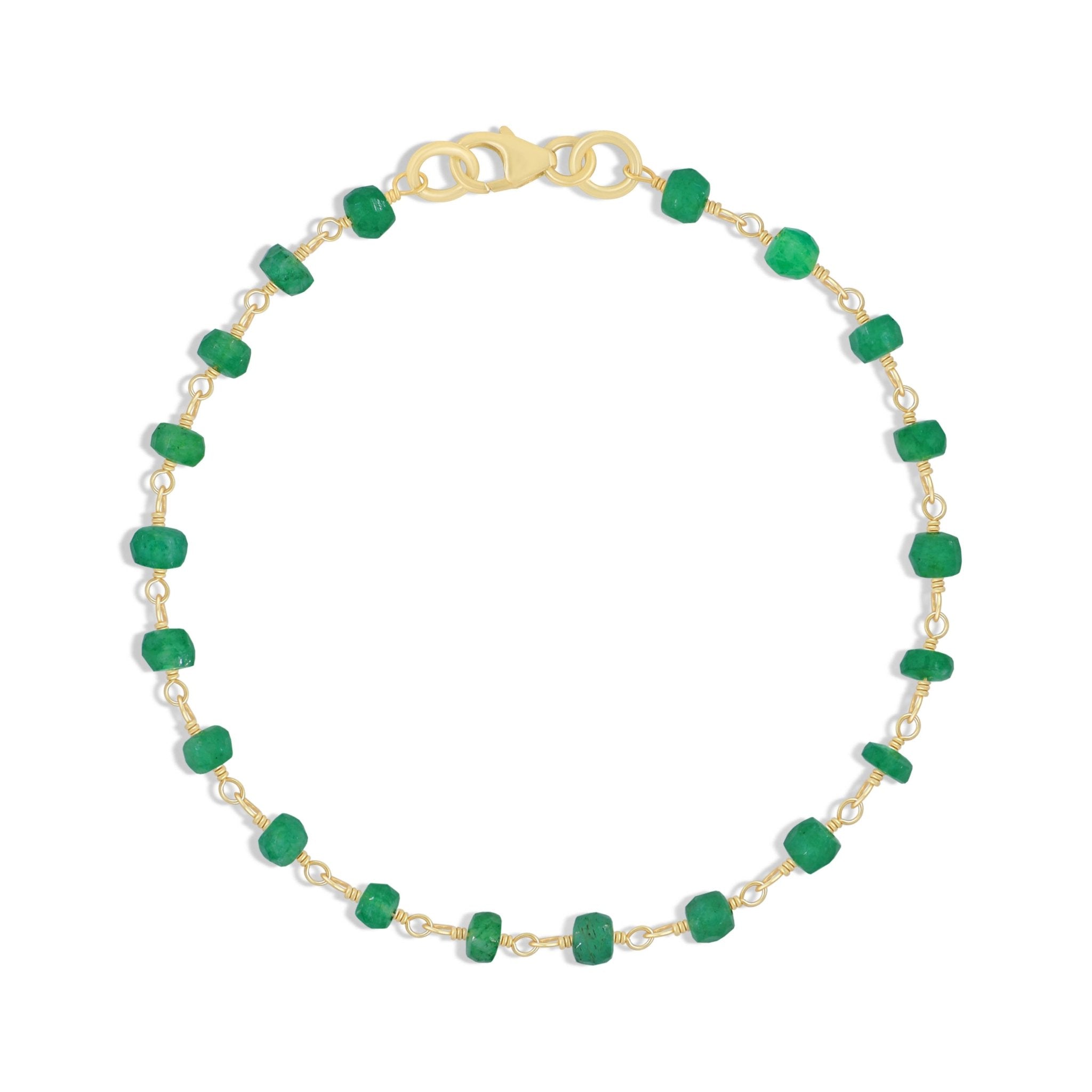 Emerald Smooth Beads Chain Bracelet Gift For Her - Goodstone Jewels