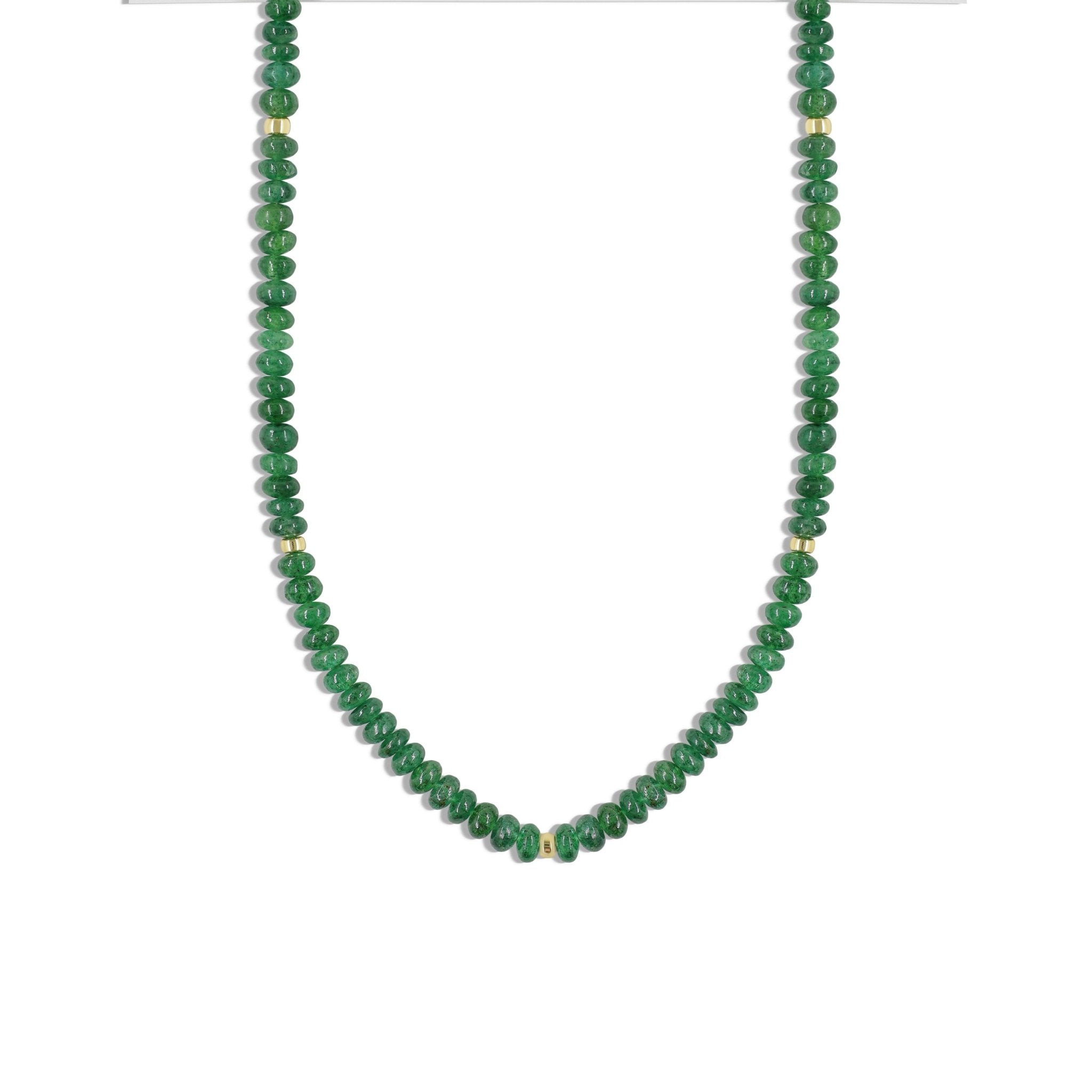 Emerald Smooth Beads Necklace Designer 16 + 2 Inch Gift For Her - Goodstone Jewels