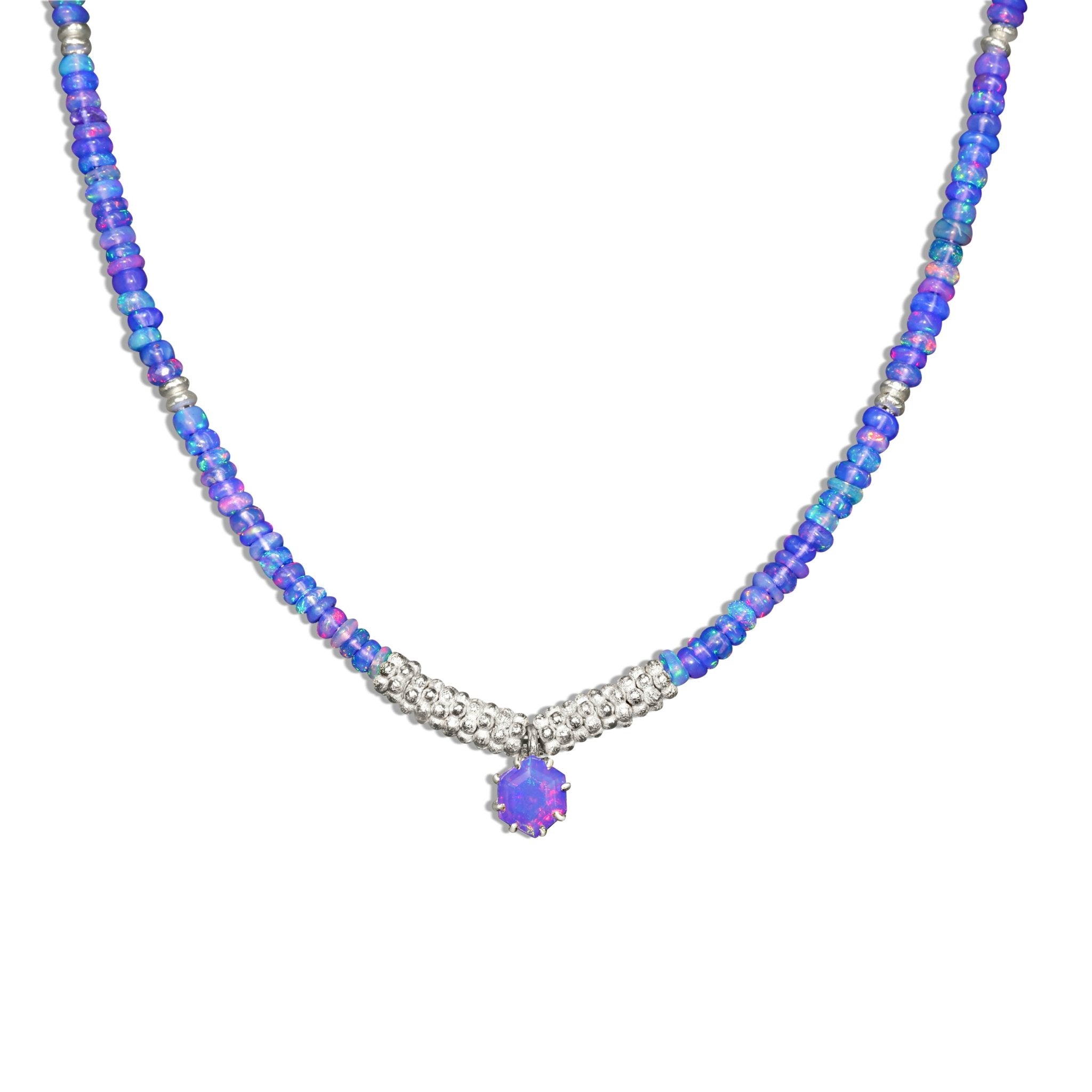 Enchanting Lavender Opal Beaded Necklace in 925 Sterling silver - Goodstone Jewels
