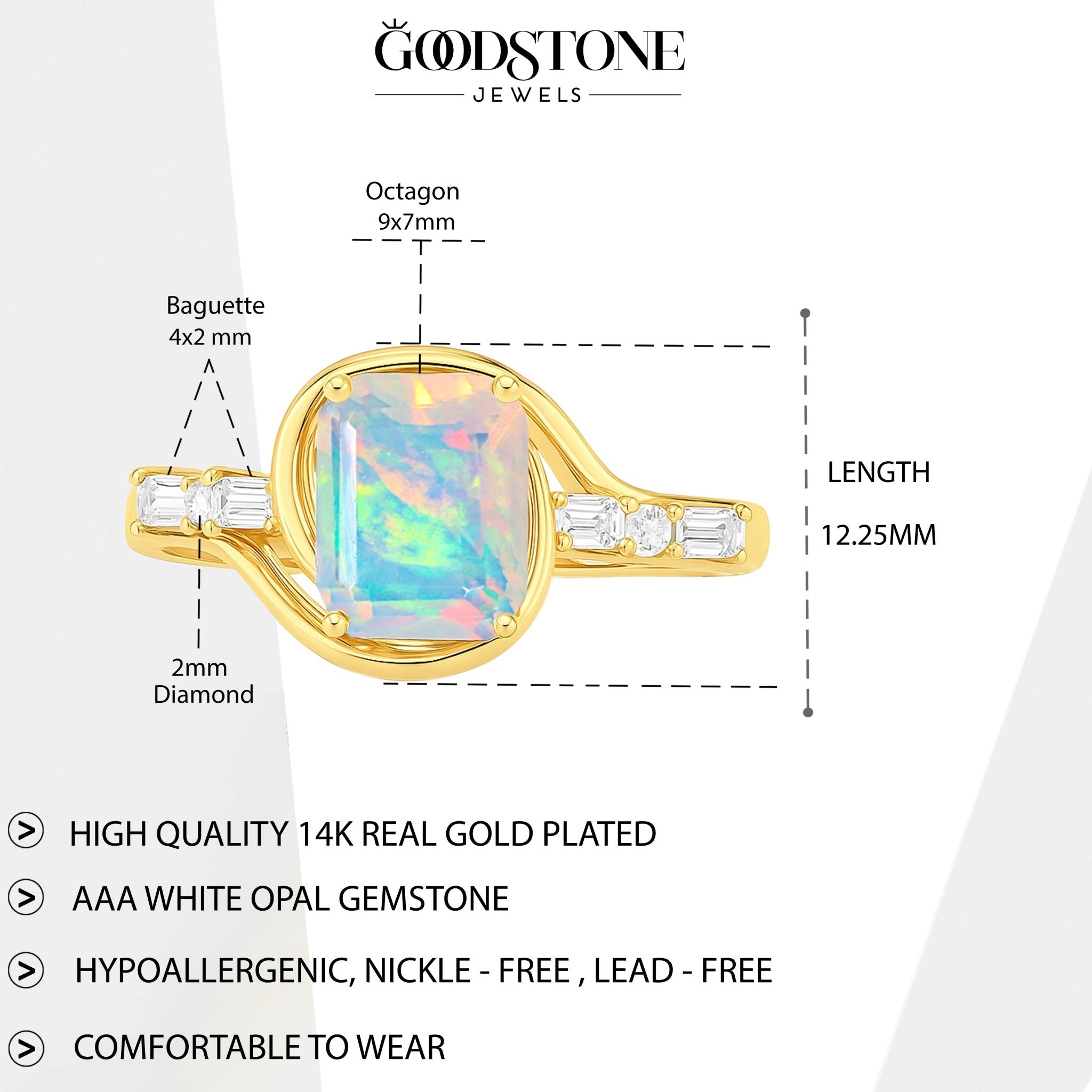 Ethiopian White Opal Gemstone Statement Ring for Women - Goodstone Jewels