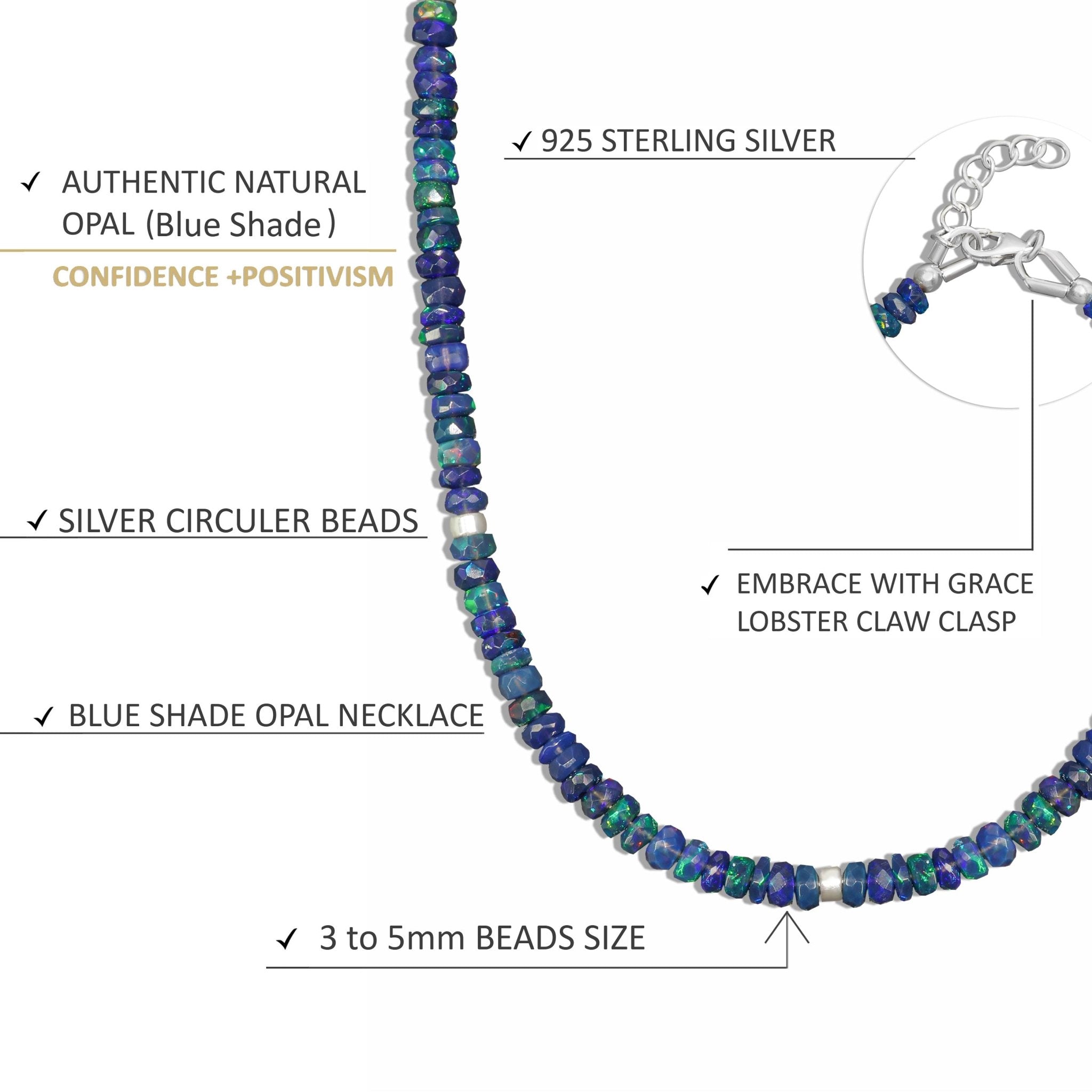 Faceted Beads Separator Natural Black Opal Beaded Necklace - Goodstone Jewels