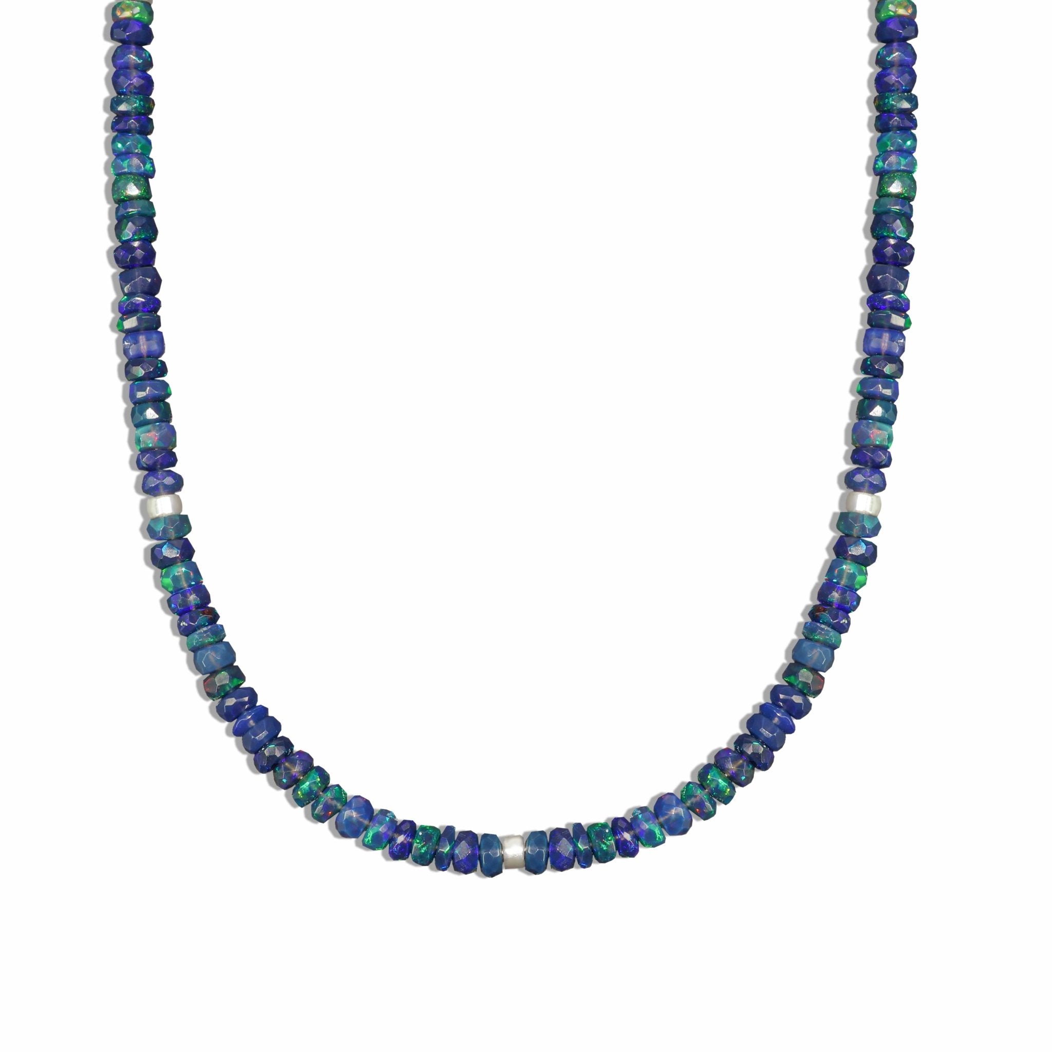 Faceted Beads Separator Natural Black Opal Beaded Necklace - Goodstone Jewels