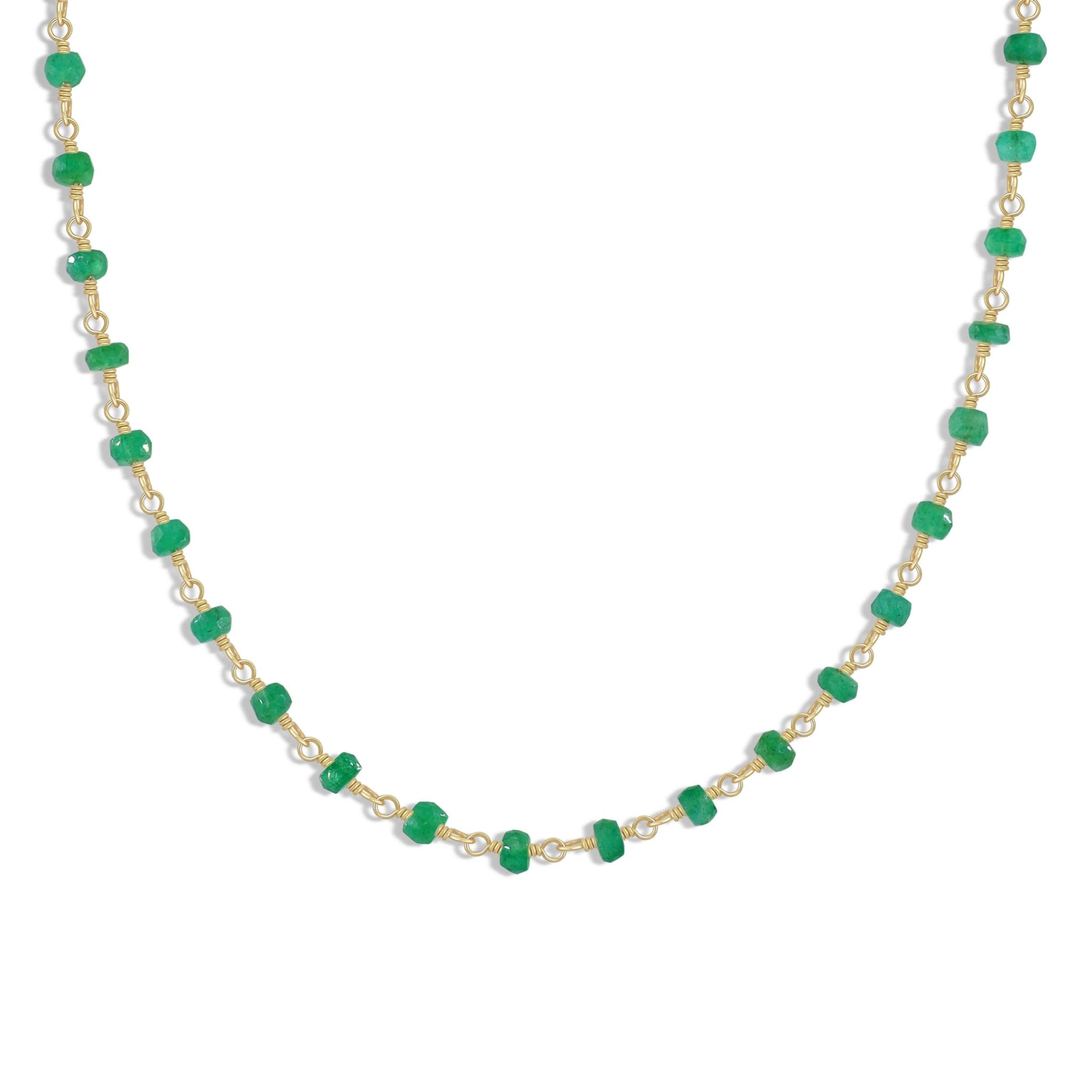 Faceted Emerald Smooth Beads Necklace With 18kt Gold Vermeil For Women - Goodstone Jewels