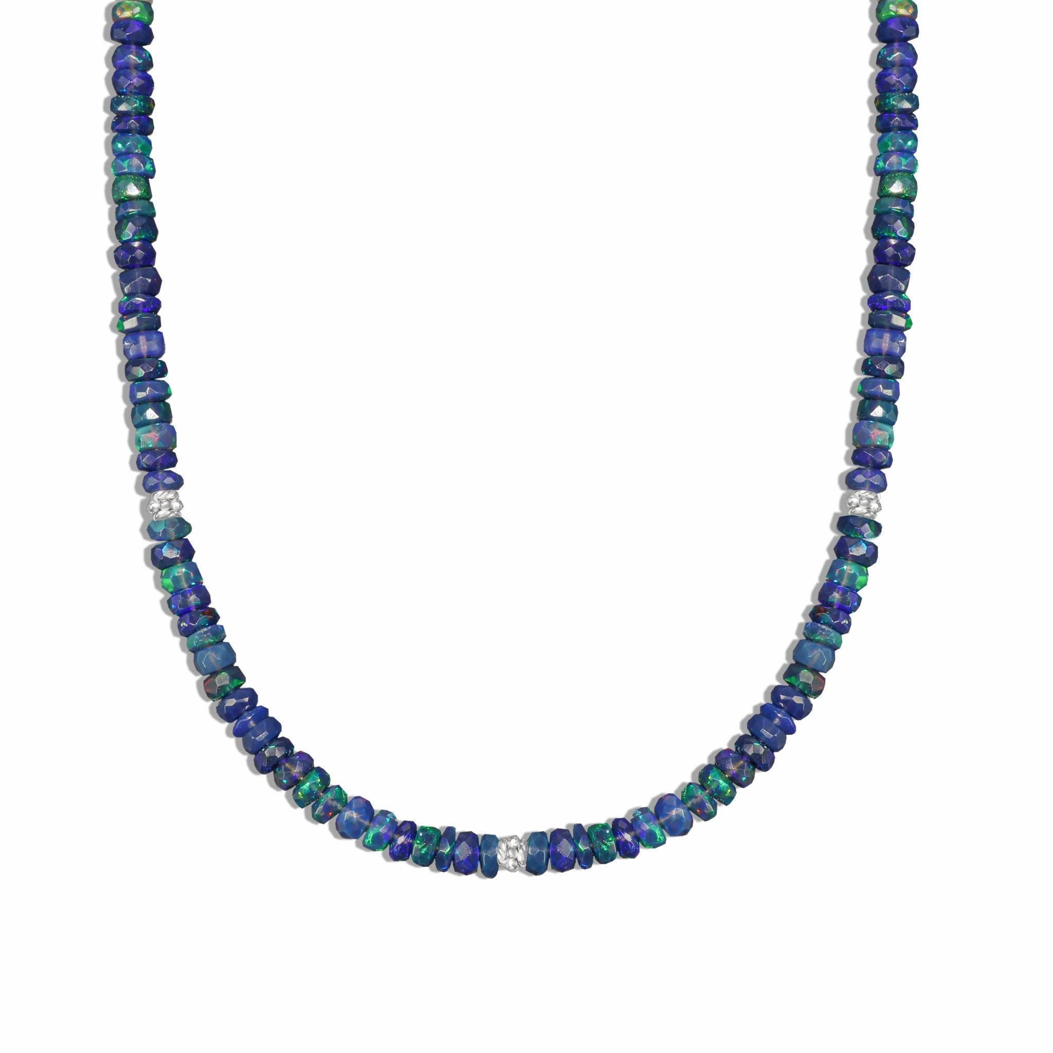 Faceted Natural Black Opal Separator Beaded Necklace for Women - Goodstone Jewels