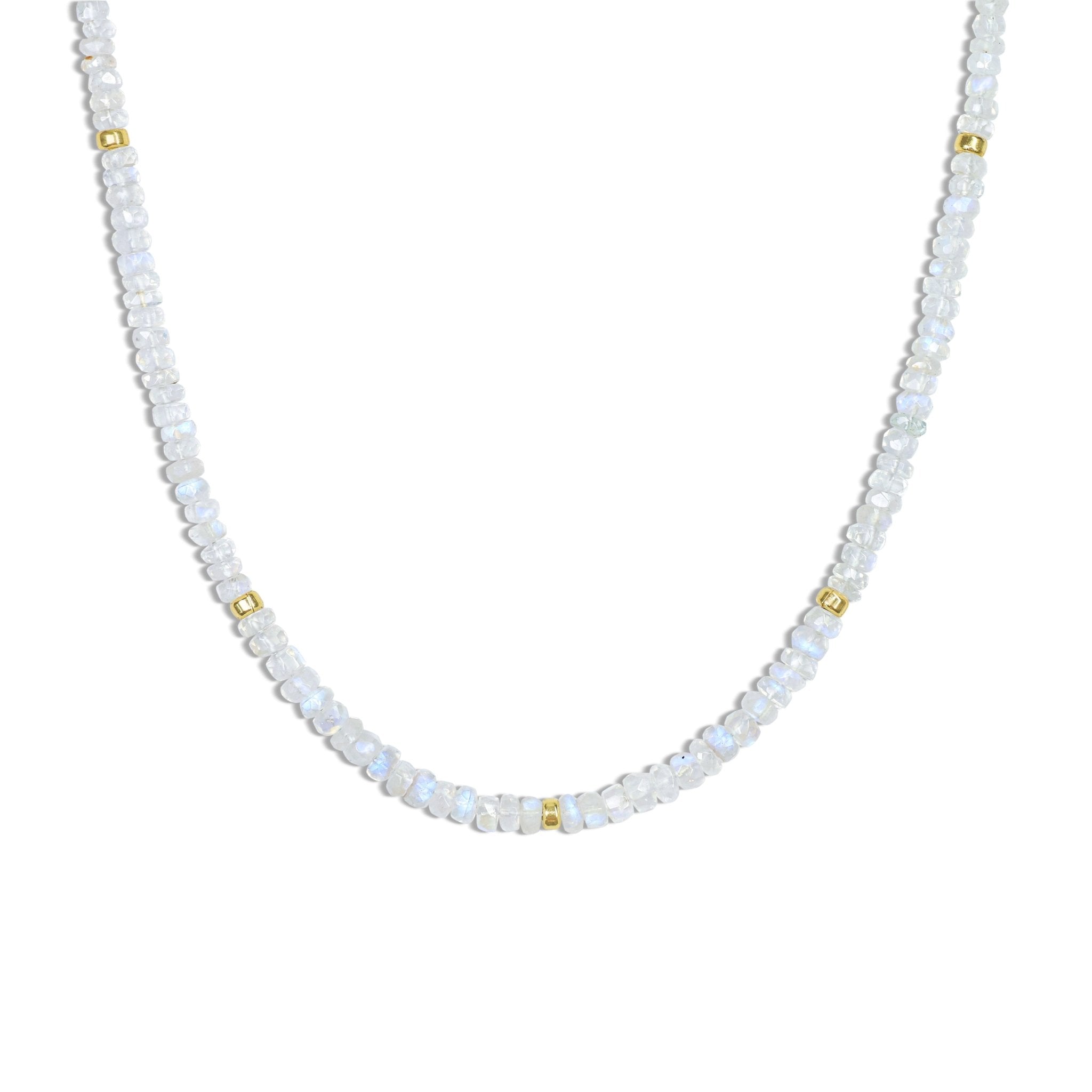 Faceted Separator Beaded Necklace Natural Moonstone - Goodstone Jewels