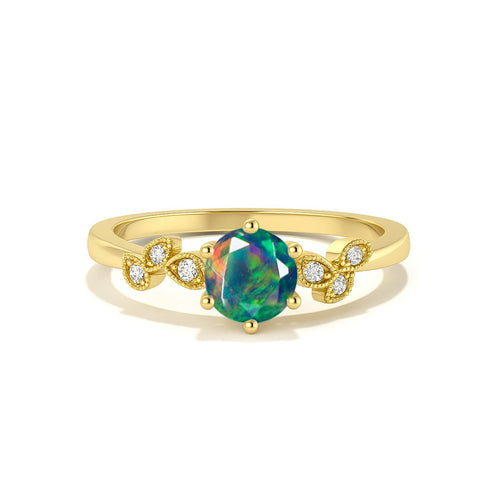 Black Opal Solitaire Engagement Ring