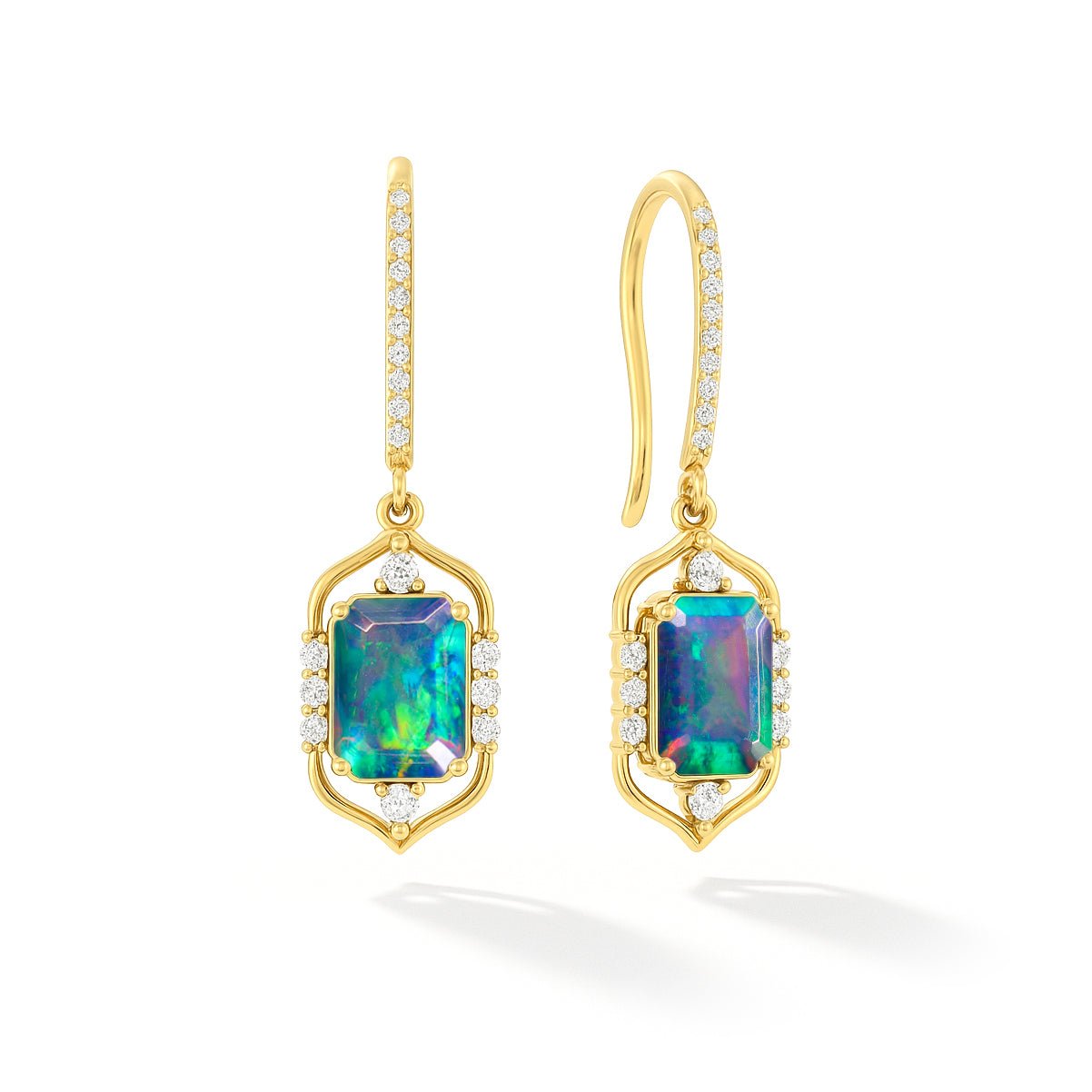 Fire Black Opal Gemstone Drop and Dangle Earrings - Goodstone Jewels