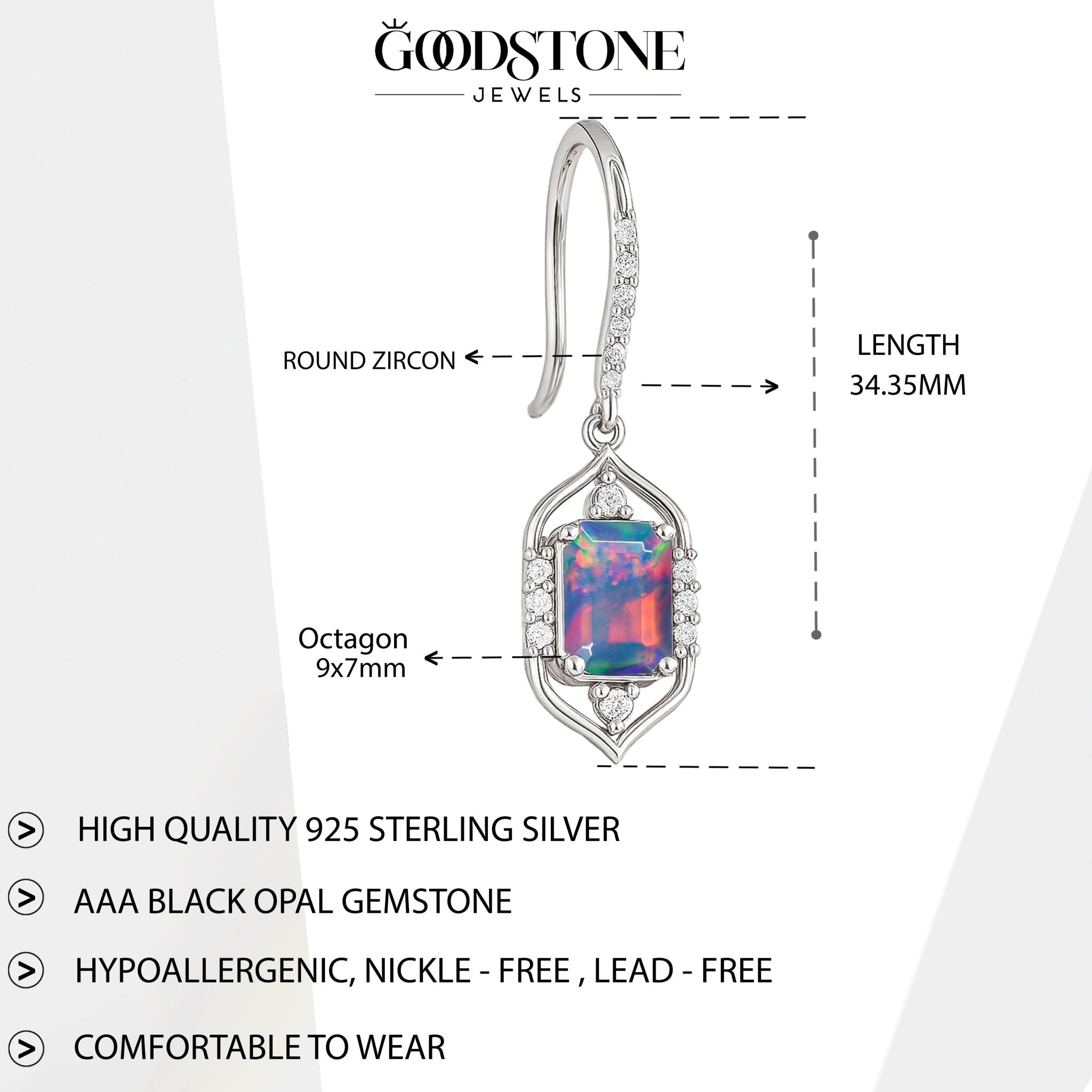 Fire Black Opal Gemstone Drop and Dangle Earrings - Goodstone Jewels