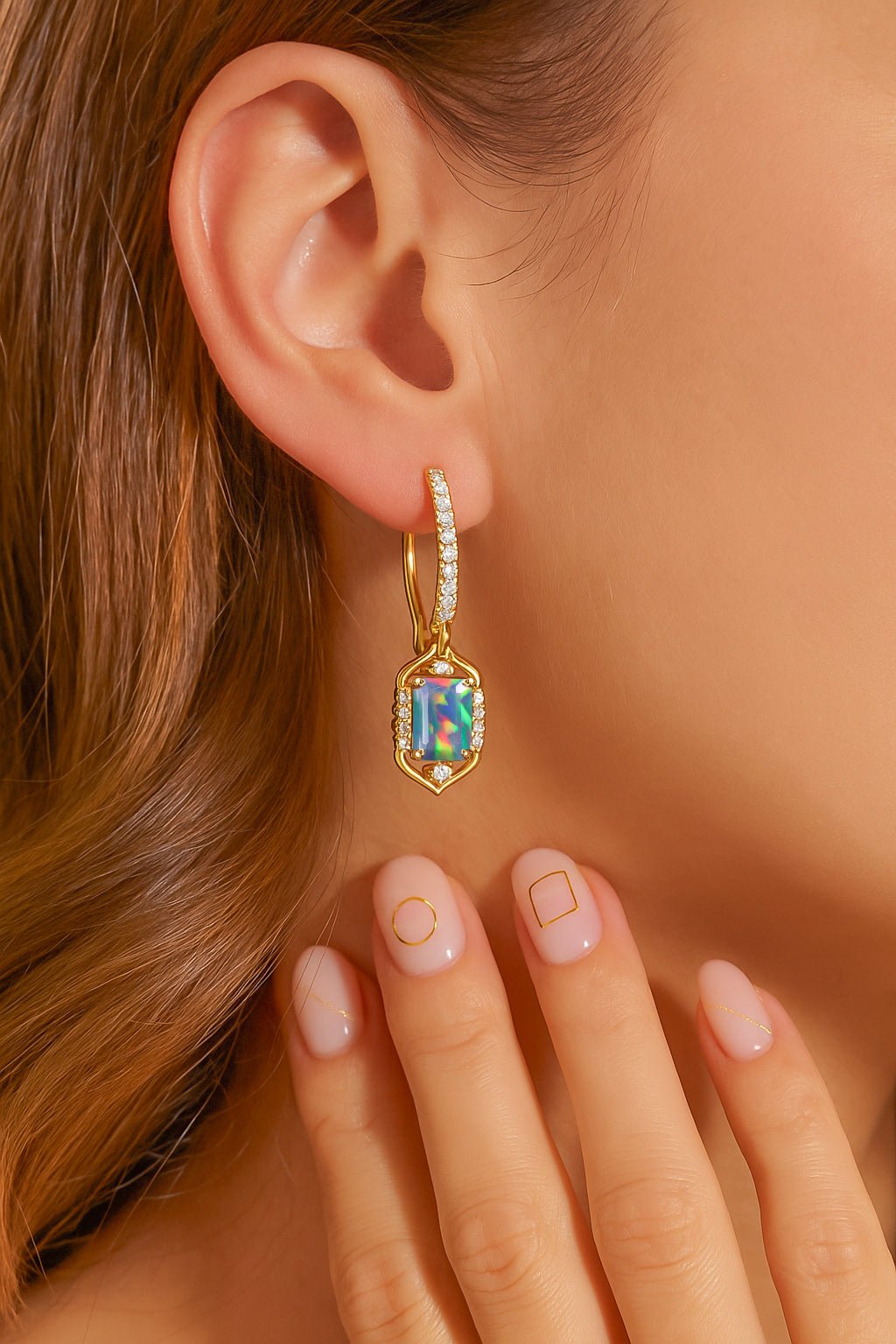 Fire Black Opal Gemstone Drop and Dangle Earrings - Goodstone Jewels