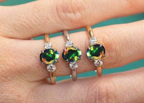 Fire Black Opal Gemstone Ring - Goodstone Jewels