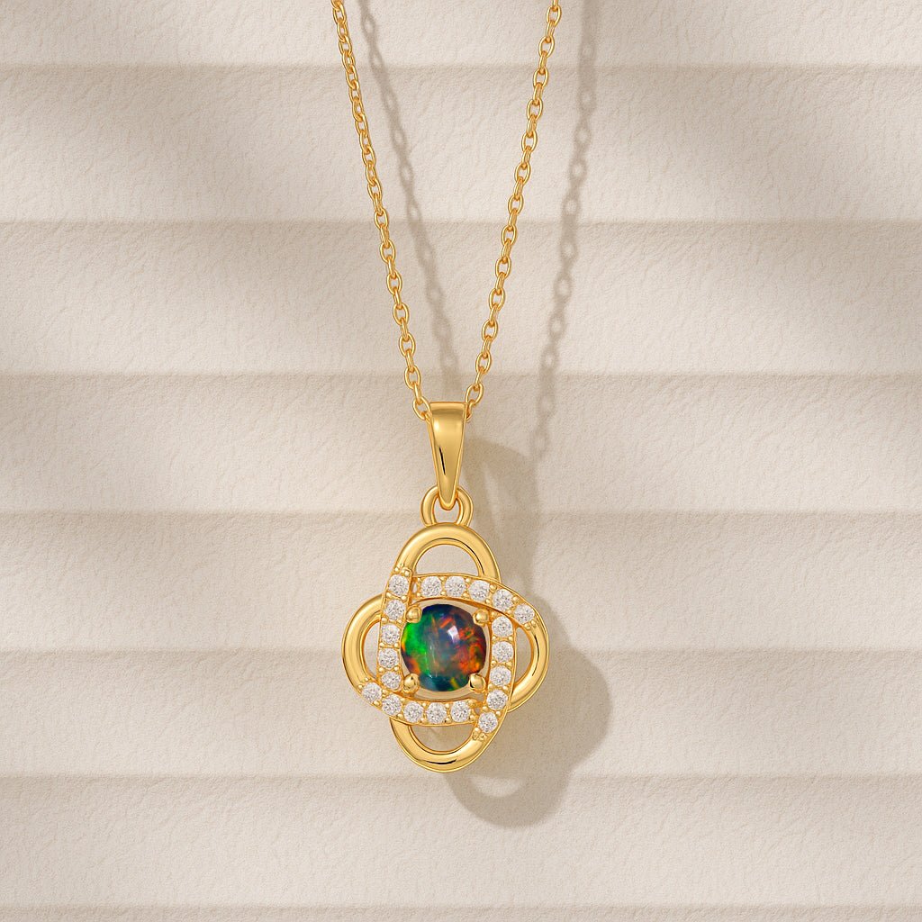 Fire Black Opal Gemstone Statement Pendant Necklace - Goodstone Jewels