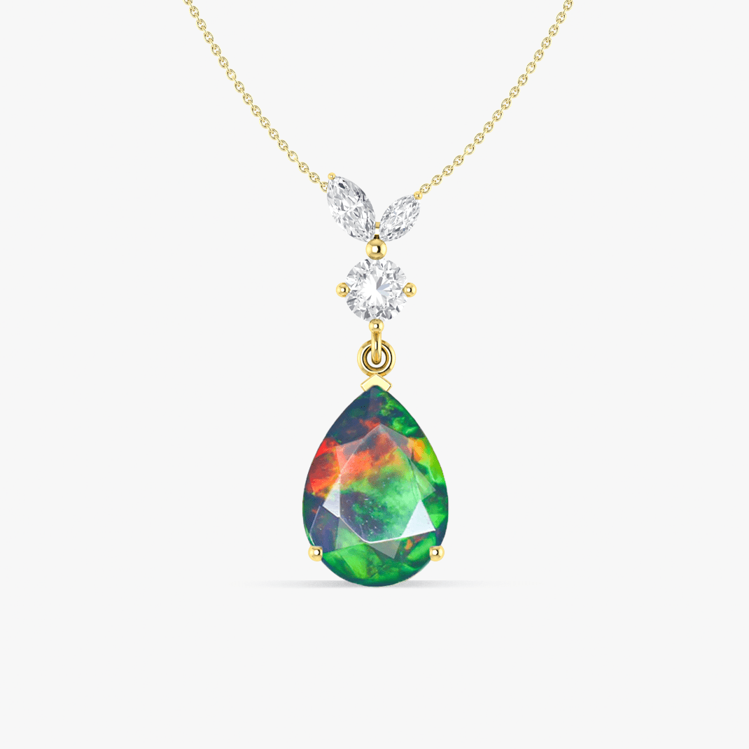 Fire Black Opal Pear Gemstone Pendant - Goodstone Jewels