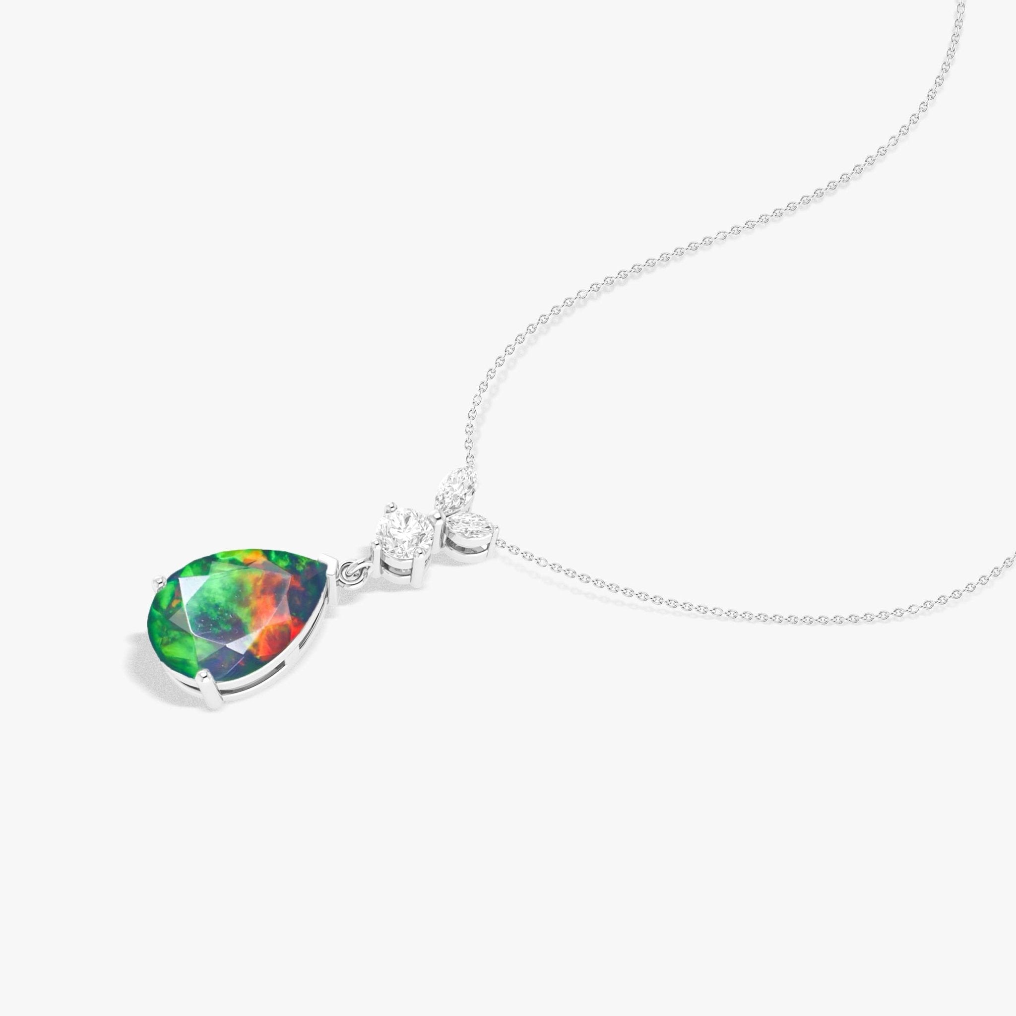 Fire Black Opal Pear Gemstone Pendant - Goodstone Jewels