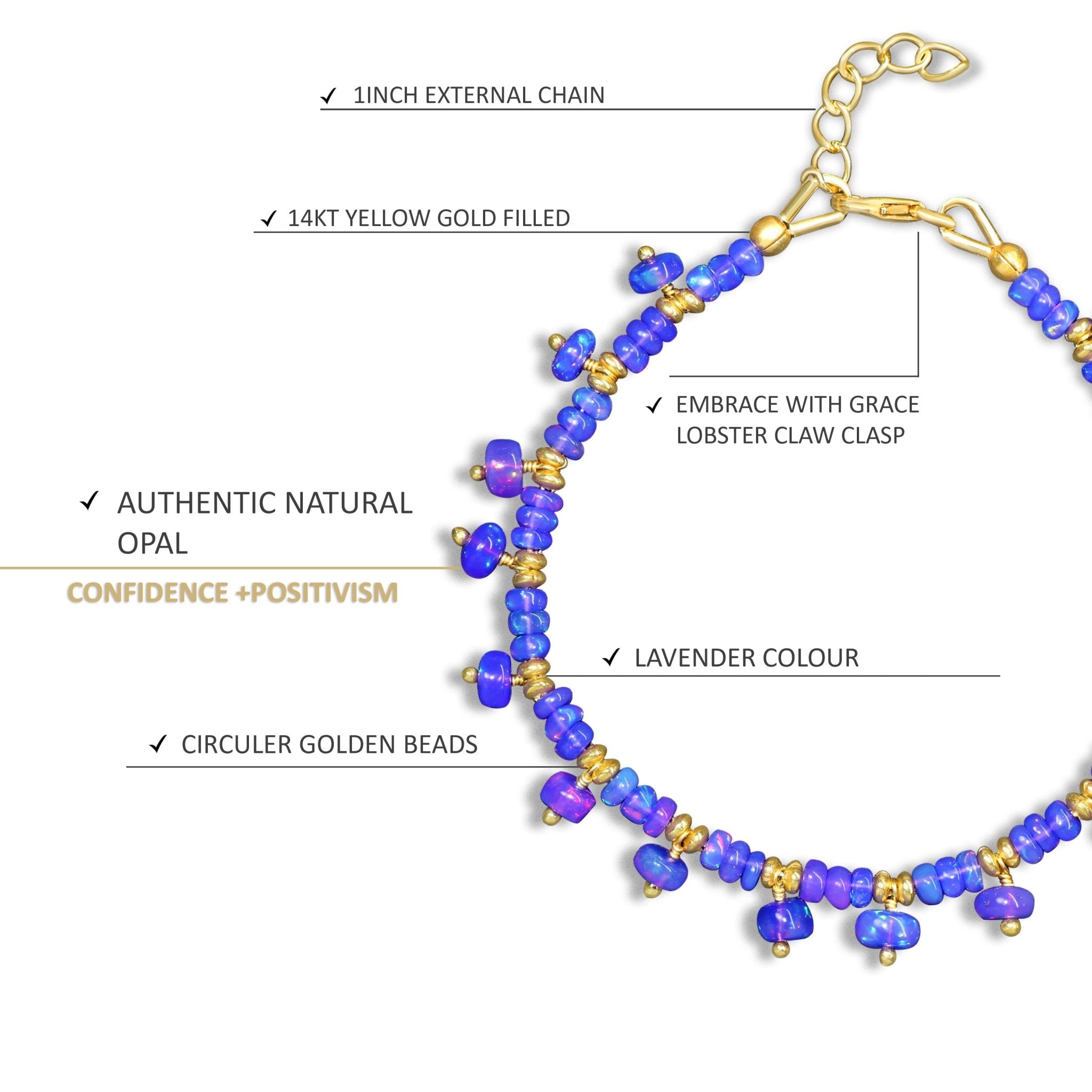 Fire Ethiopian Lavender Opal Unique Beaded Bracelet - Goodstone Jewels
