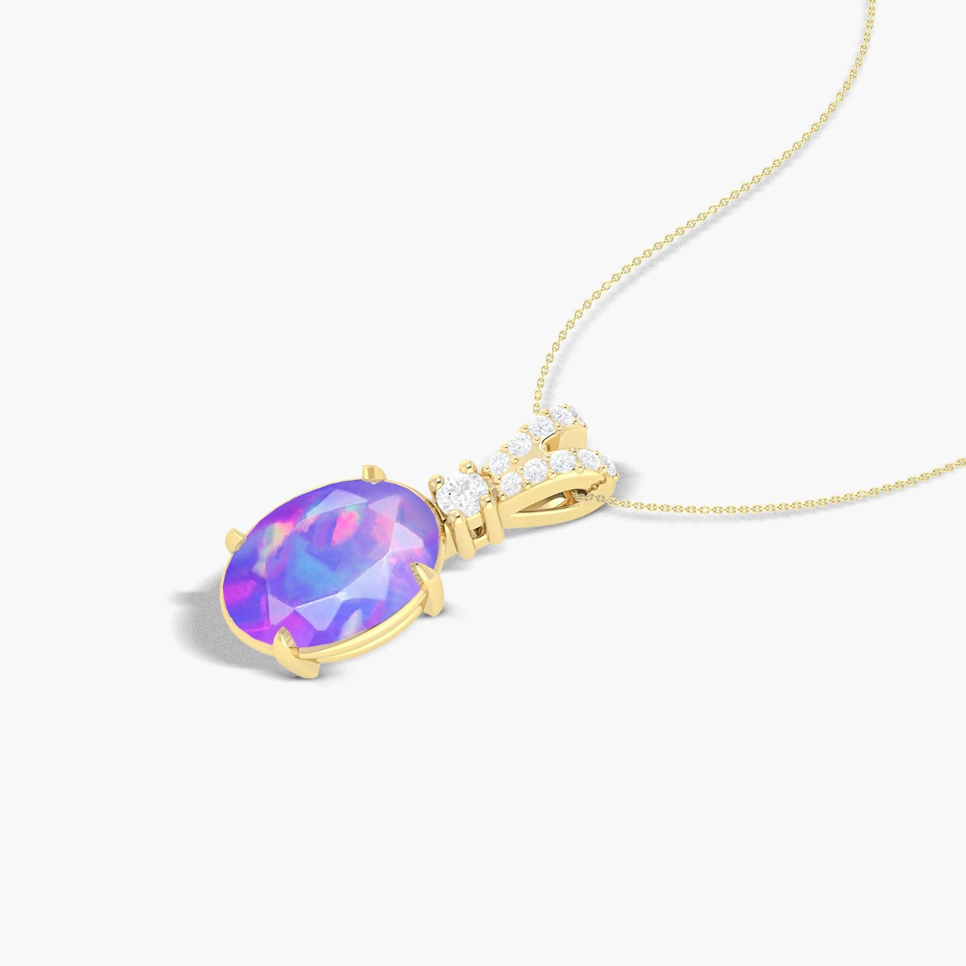 Fire Lavender Opal Gemstone Pendant Necklace - Goodstone Jewels