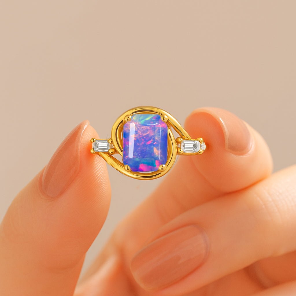 Fire Lavender Opal Gemstone Statement Ring for Women - Goodstone Jewels