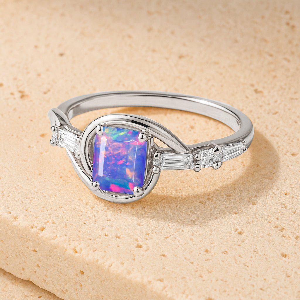 Fire Lavender Opal Gemstone Statement Ring for Women - Goodstone Jewels