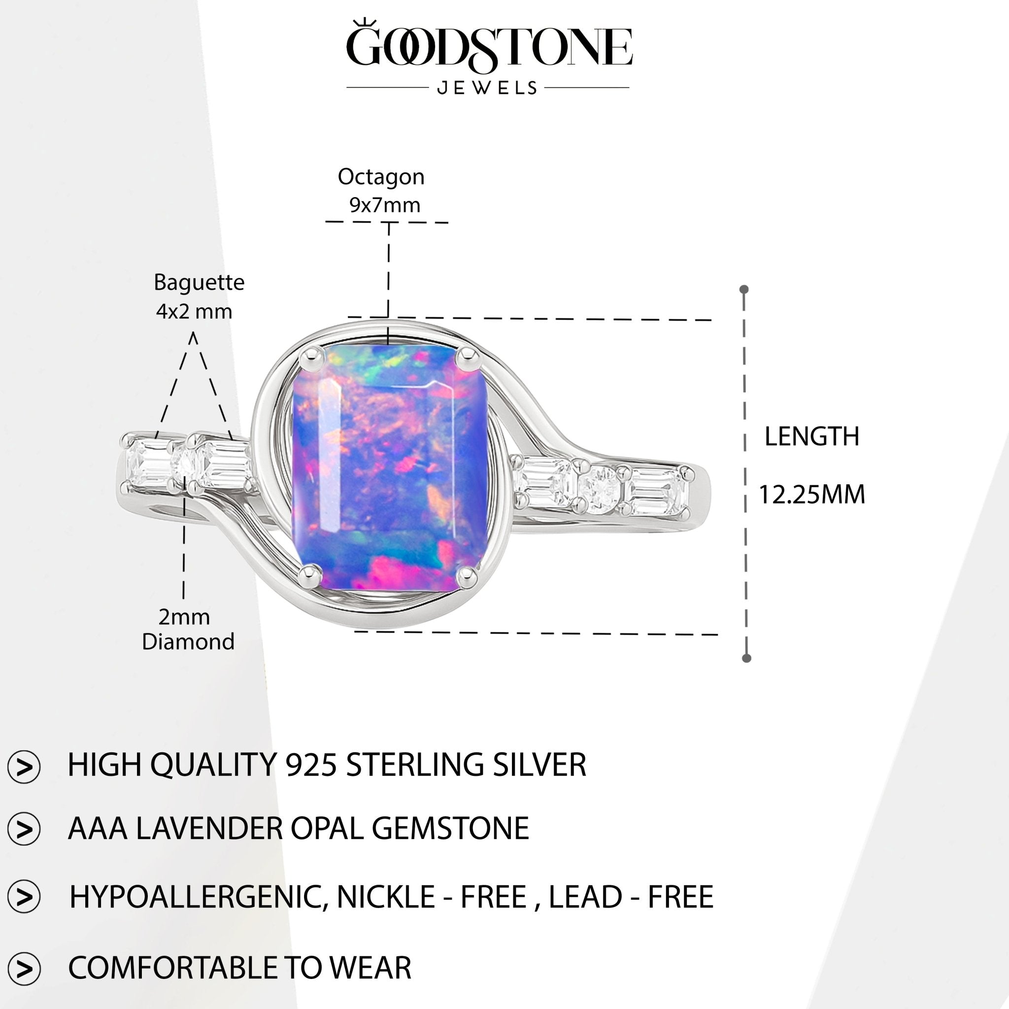 Fire Lavender Opal Gemstone Statement Ring for Women - Goodstone Jewels
