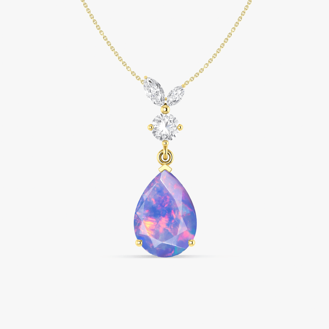 Fire Lavender Opal Pear Gemstone Pendant - Goodstone Jewels