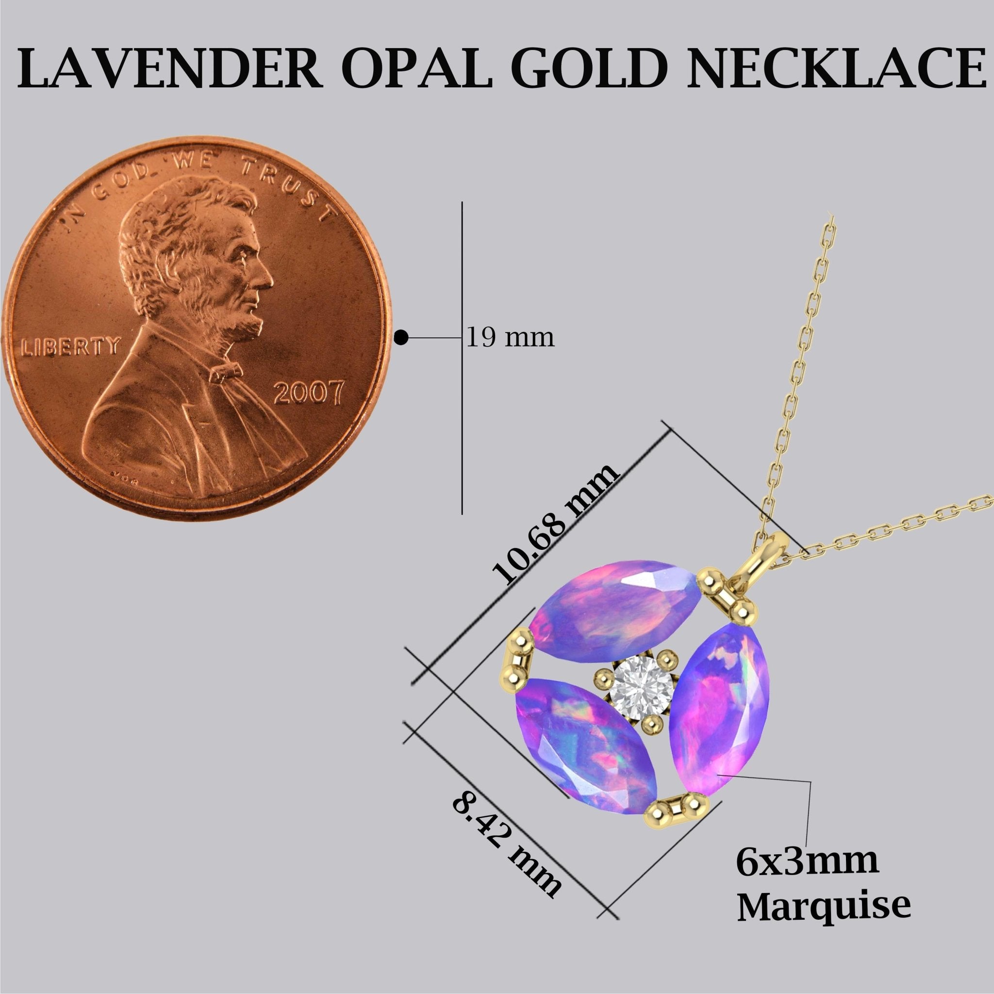 Fire Lavender Opal Three Stone Round Pendant - Goodstone Jewels