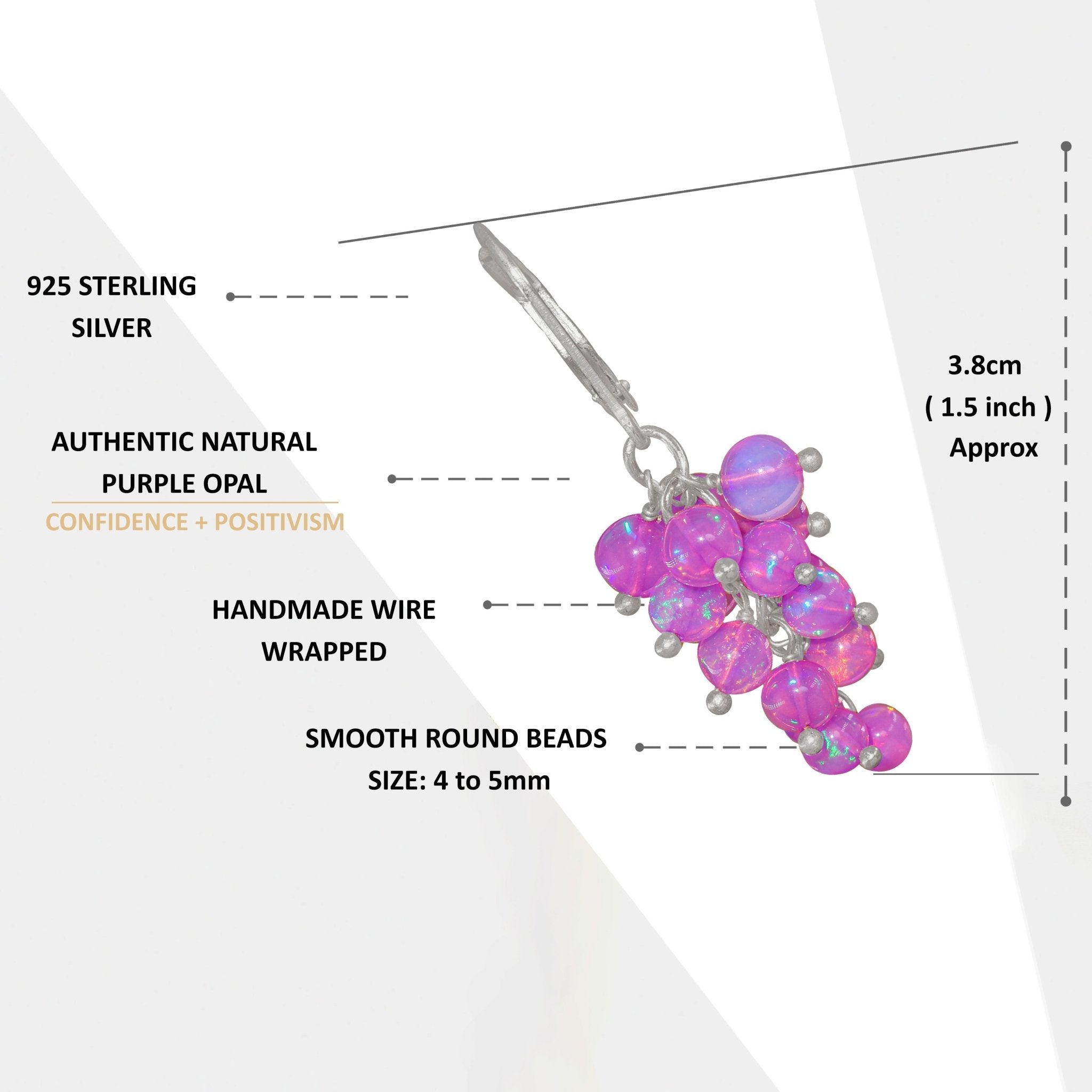 Fire Purple Opal Round Beads Cluster Earrings for Her - Goodstone Jewels