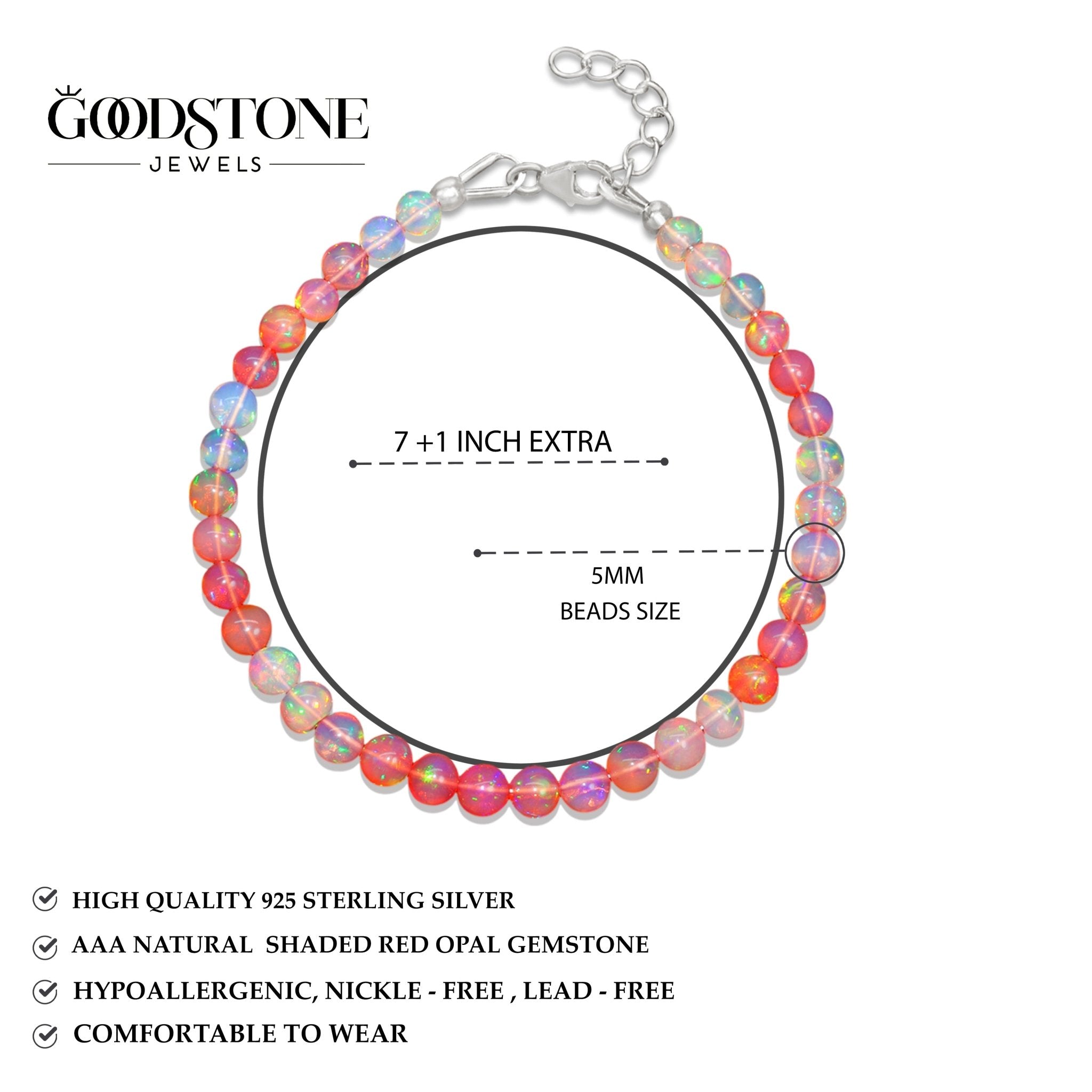 Fire Red Opal Round Shaded Beads Bracelet for Women - Goodstone Jewels