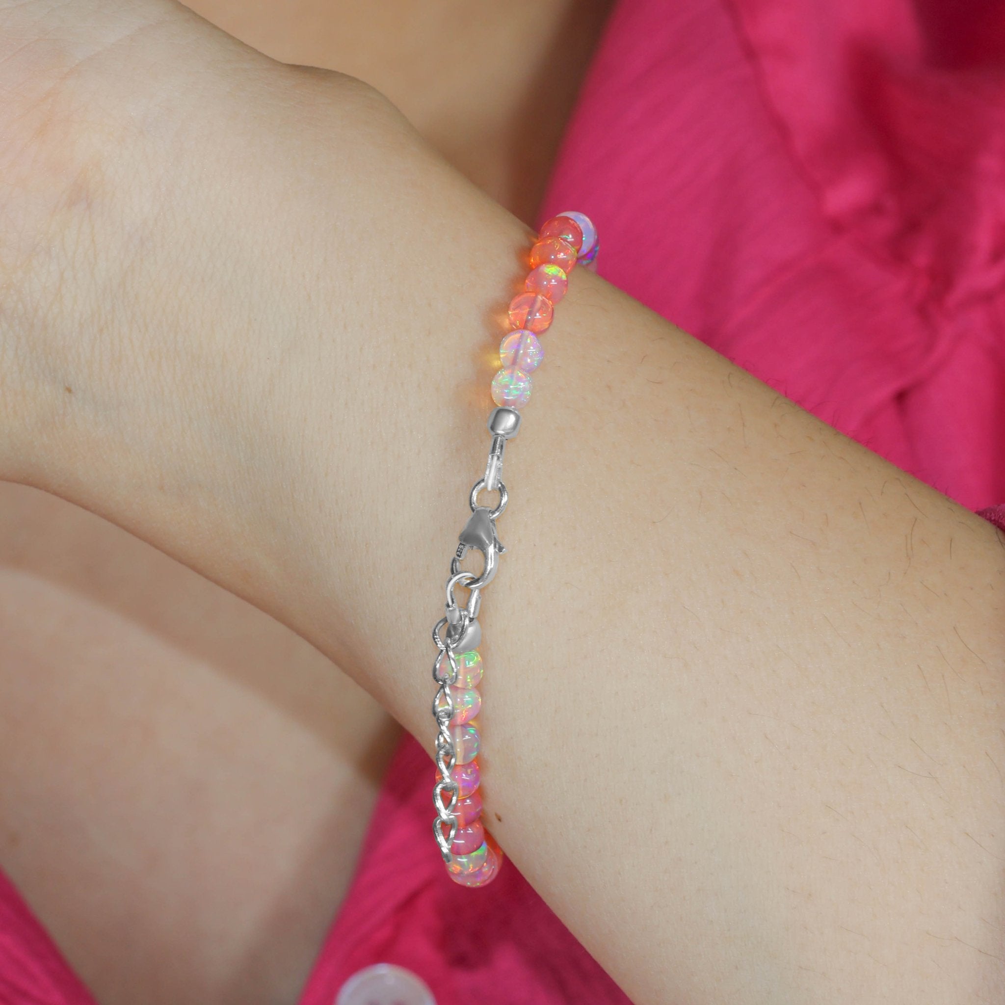 Fire Red Opal Round Shaded Beads Bracelet for Women - Goodstone Jewels