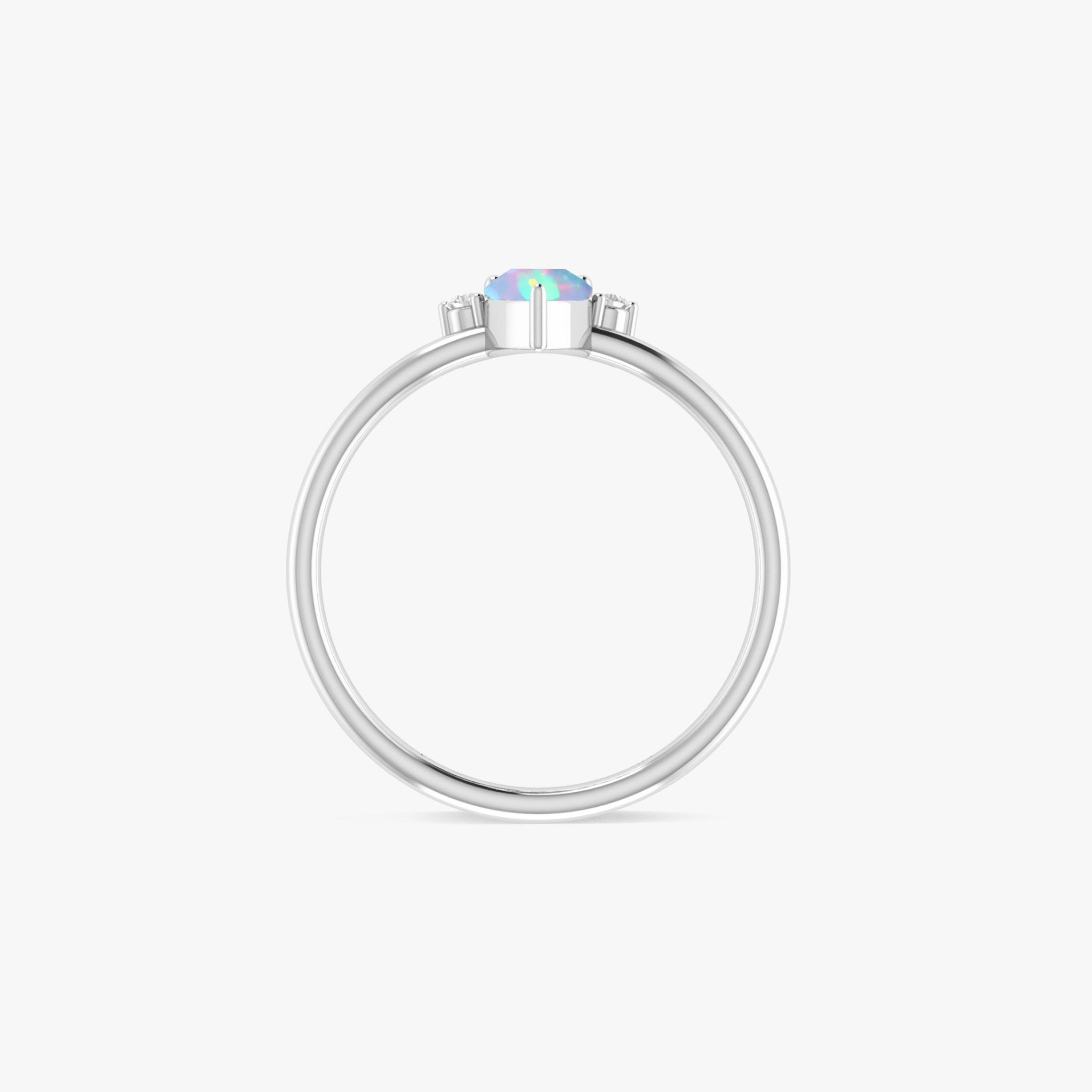 Fire White Opal Pear Gemstone Ring - Goodstone Jewels