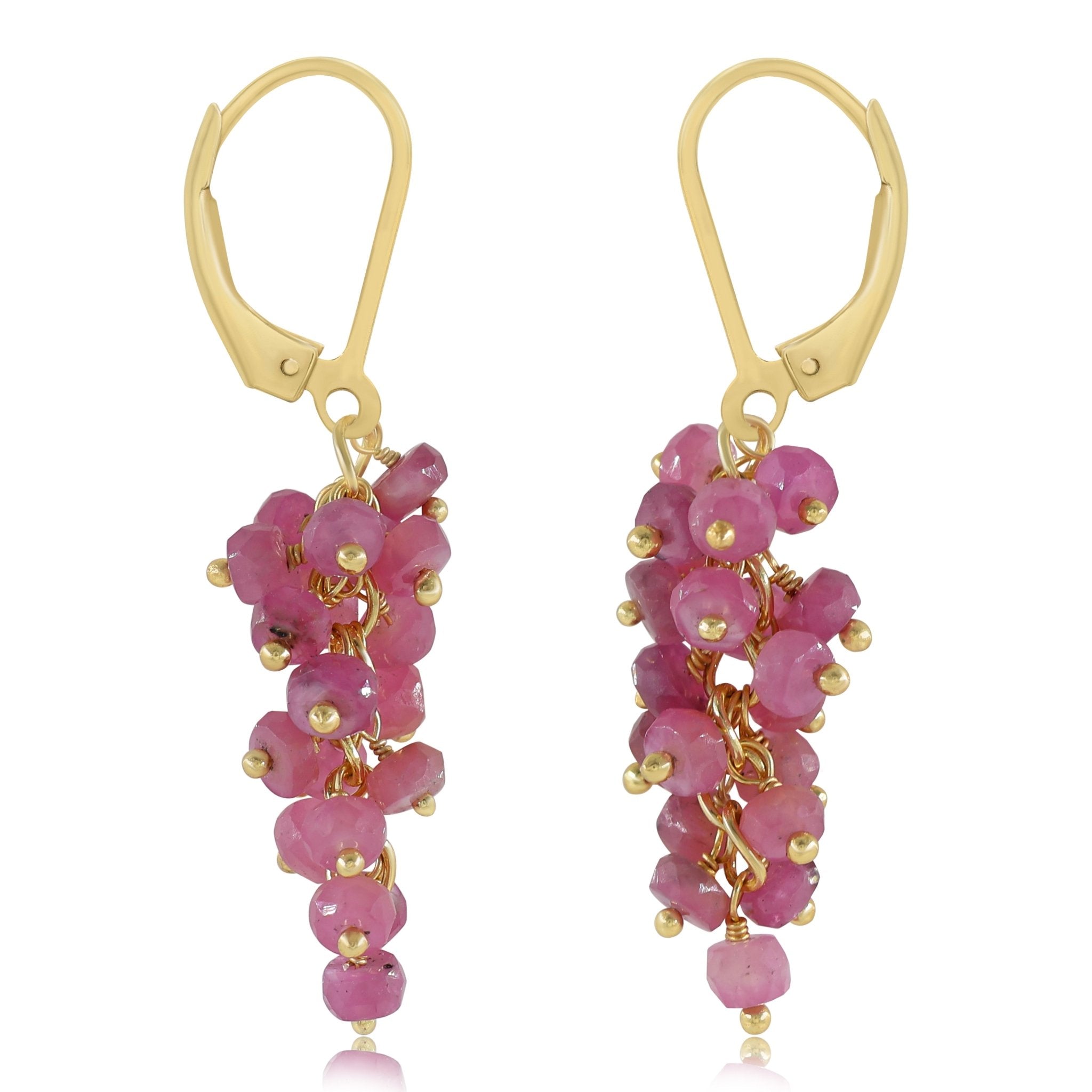 Genuine Faceted Ruby Beaded Cluster Earrings for Her - Goodstone Jewels