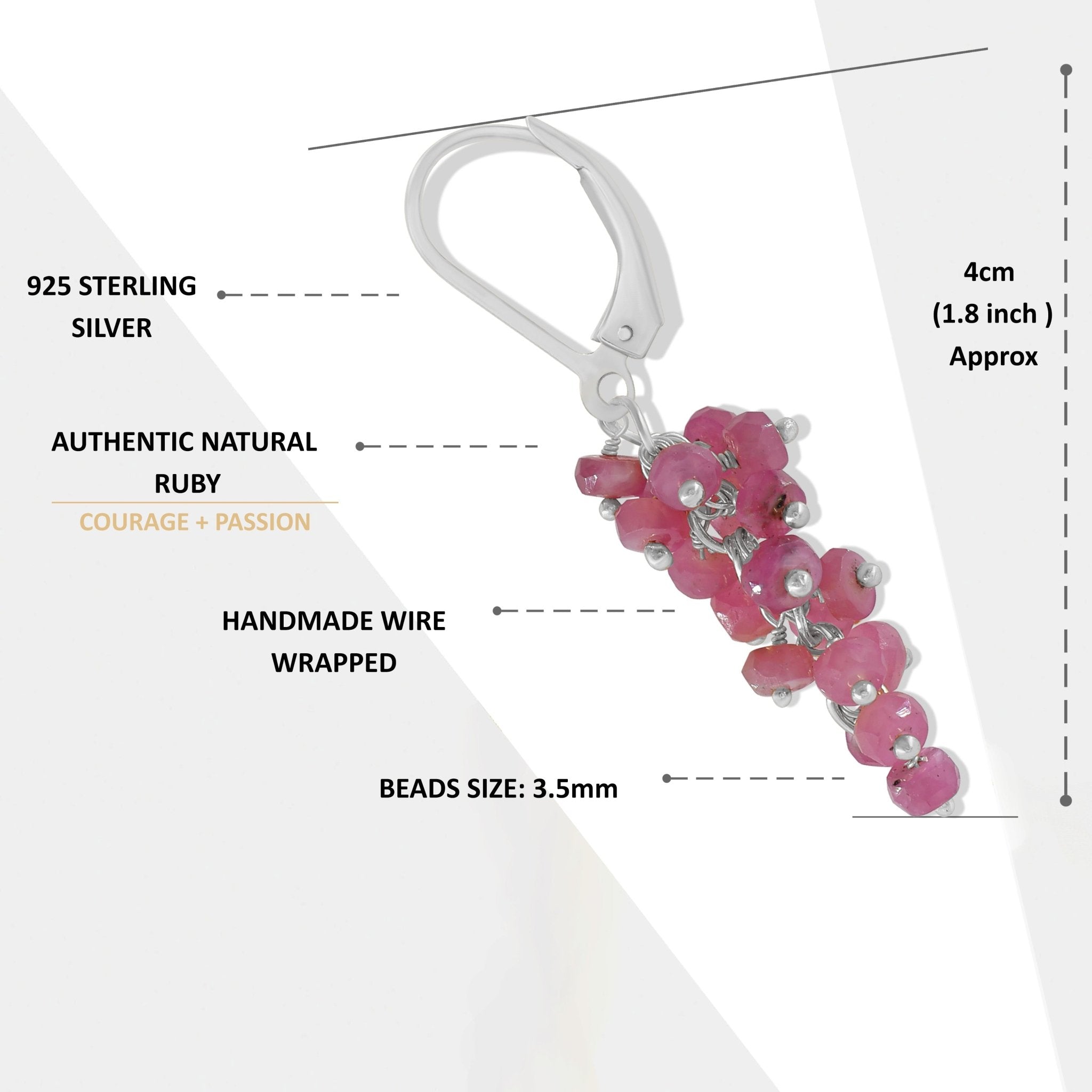 Genuine Faceted Ruby Beaded Cluster Earrings for Her - Goodstone Jewels