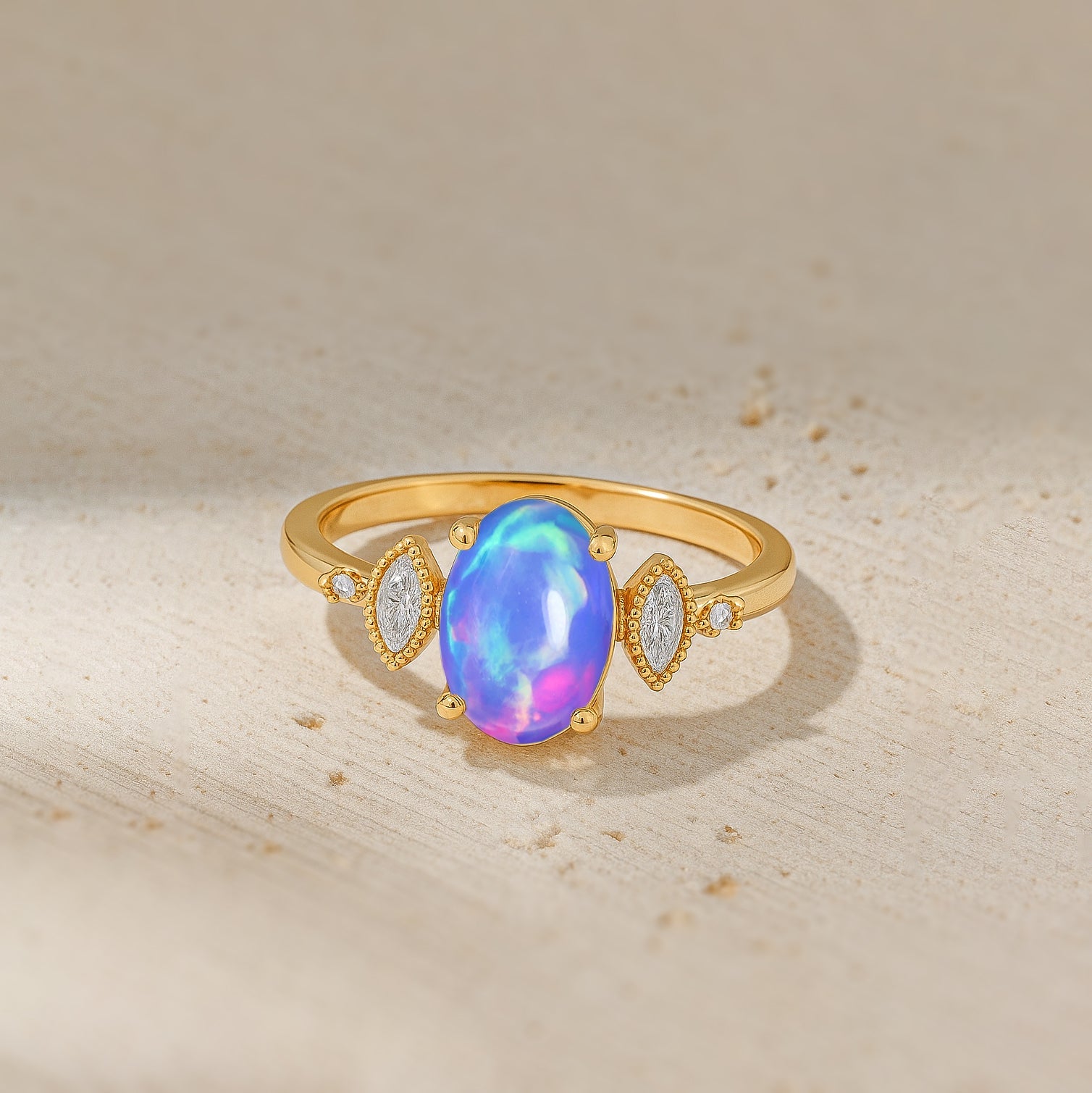 Genuine Lavender Opal Gemstone Statement Ring for Her - Goodstone Jewels