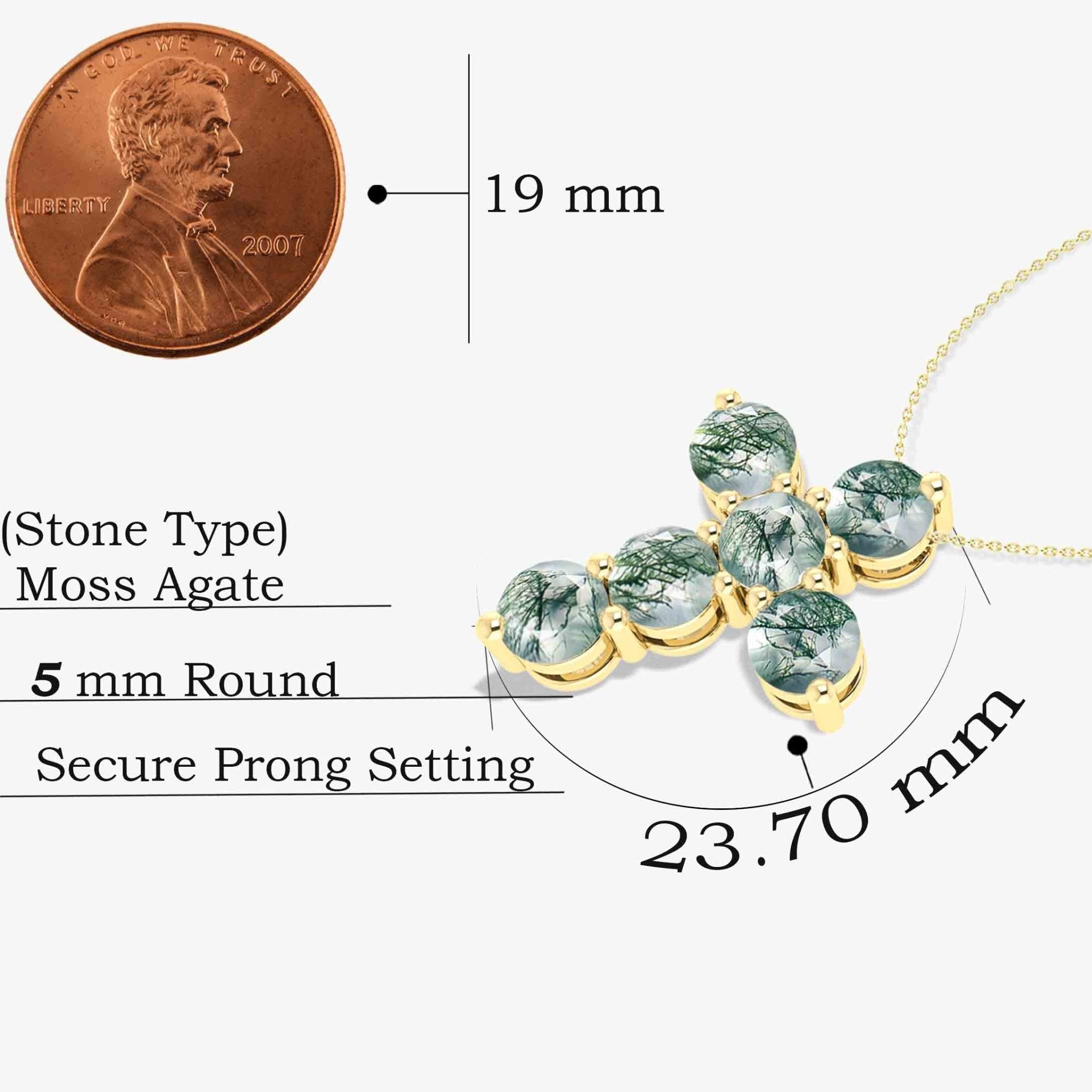 Genuine Moss Agate Cross Shape Pendant - Goodstone Jewels