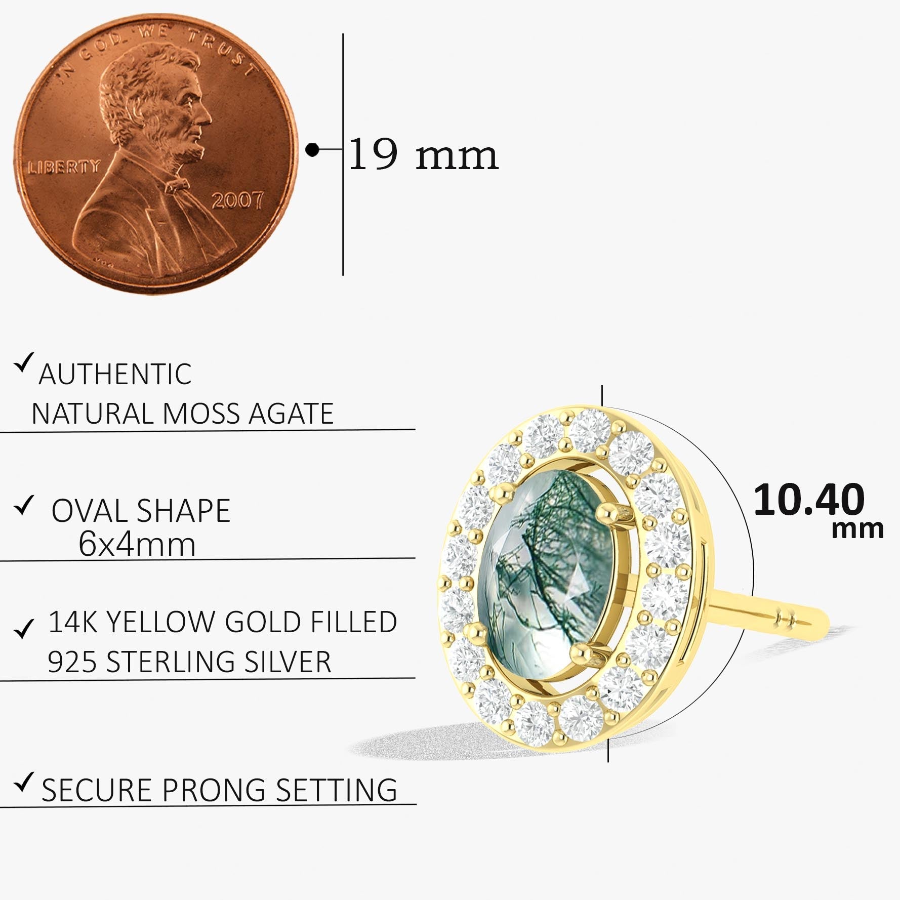 Genuine Moss Agate Oval Style Stud Earring - Goodstone Jewels