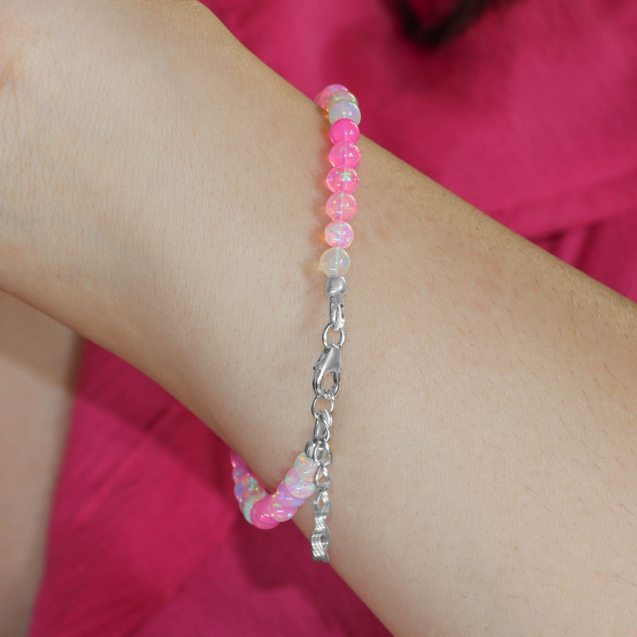 Genuine Pink Opal Round Shaded Beads Bracelet for Women - Goodstone Jewels