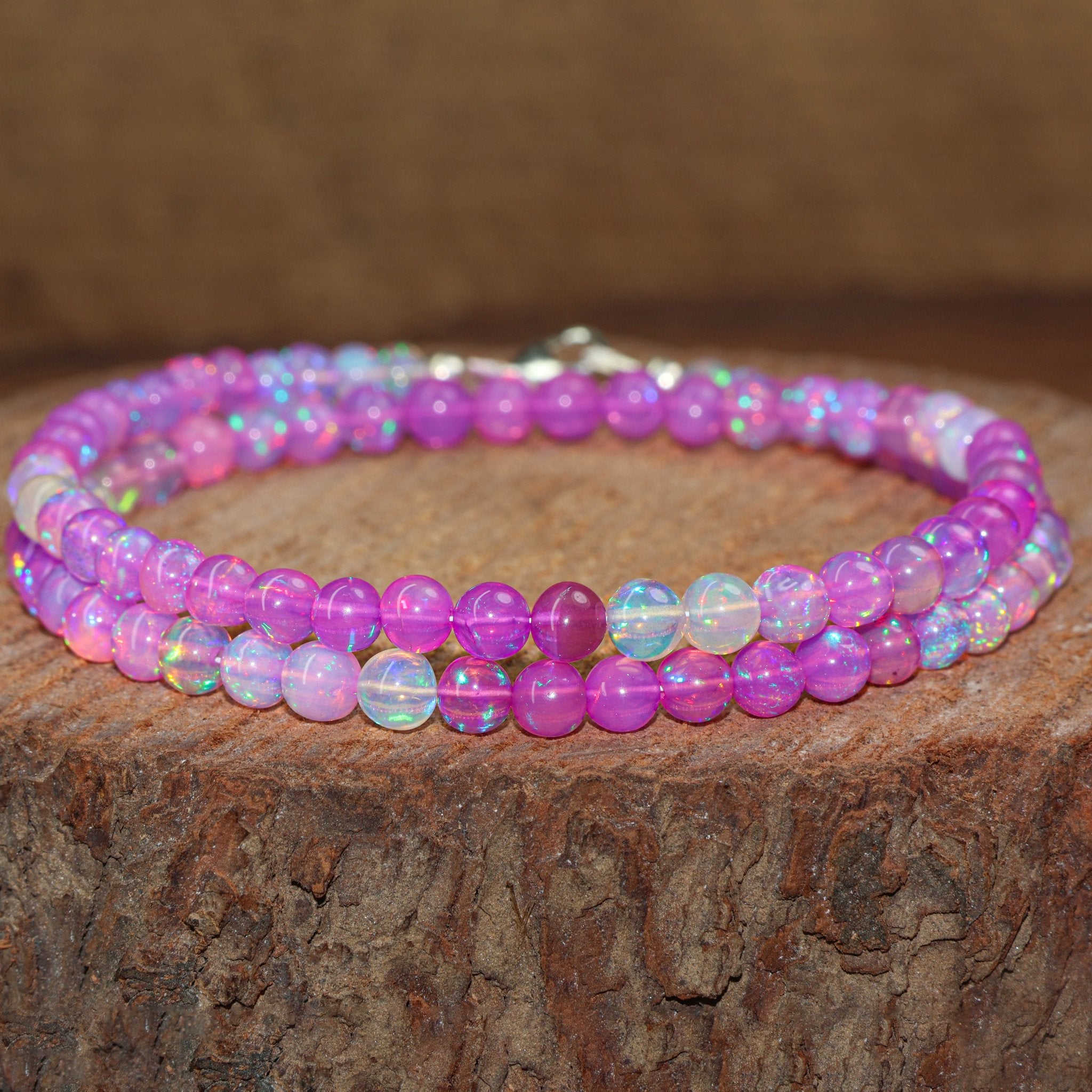 Genuine Purple Opal Round Gemstone Shaded Necklace - Goodstone Jewels