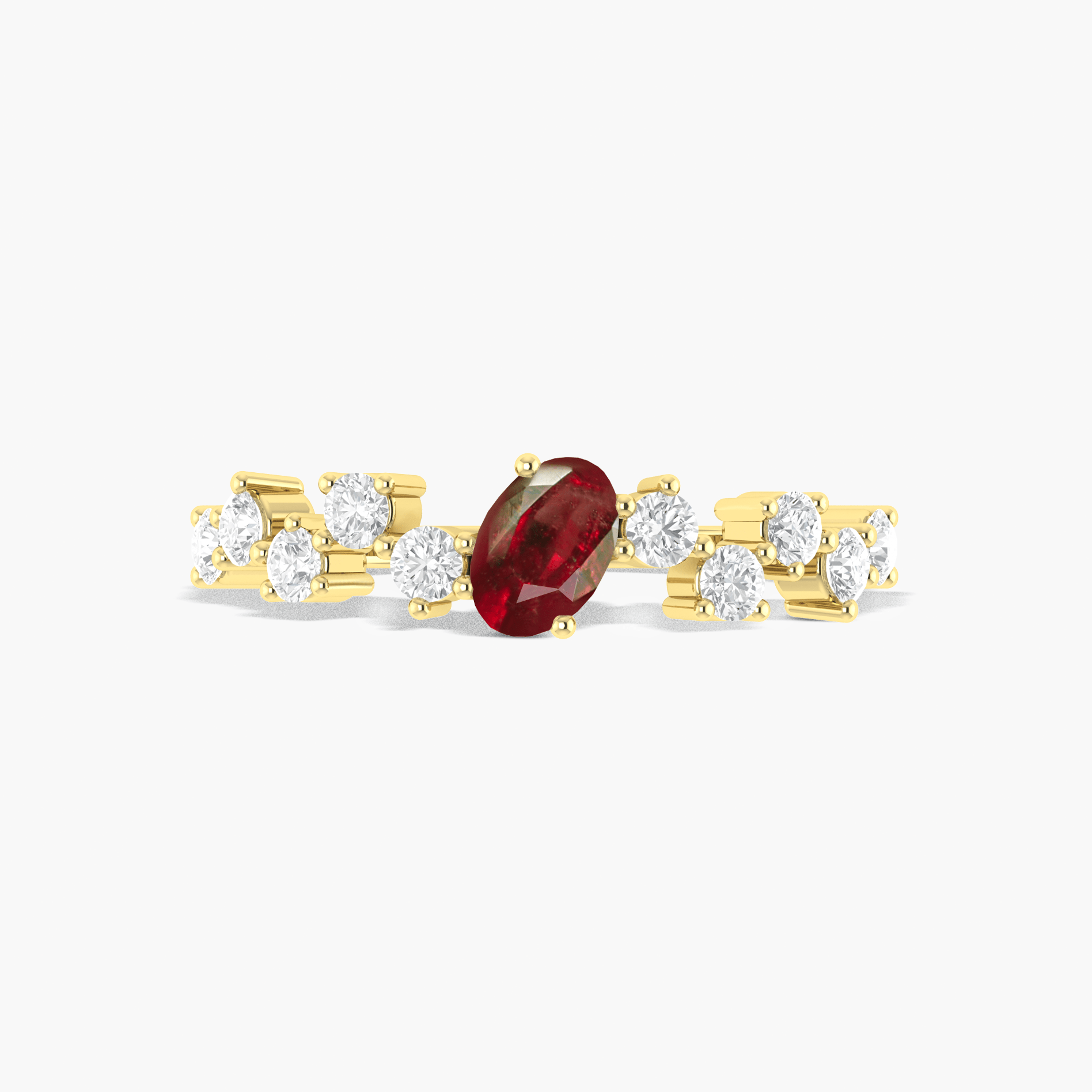 Genuine Red Rose Ruby with a small round Cubic Zircon ring - Goodstone Jewels