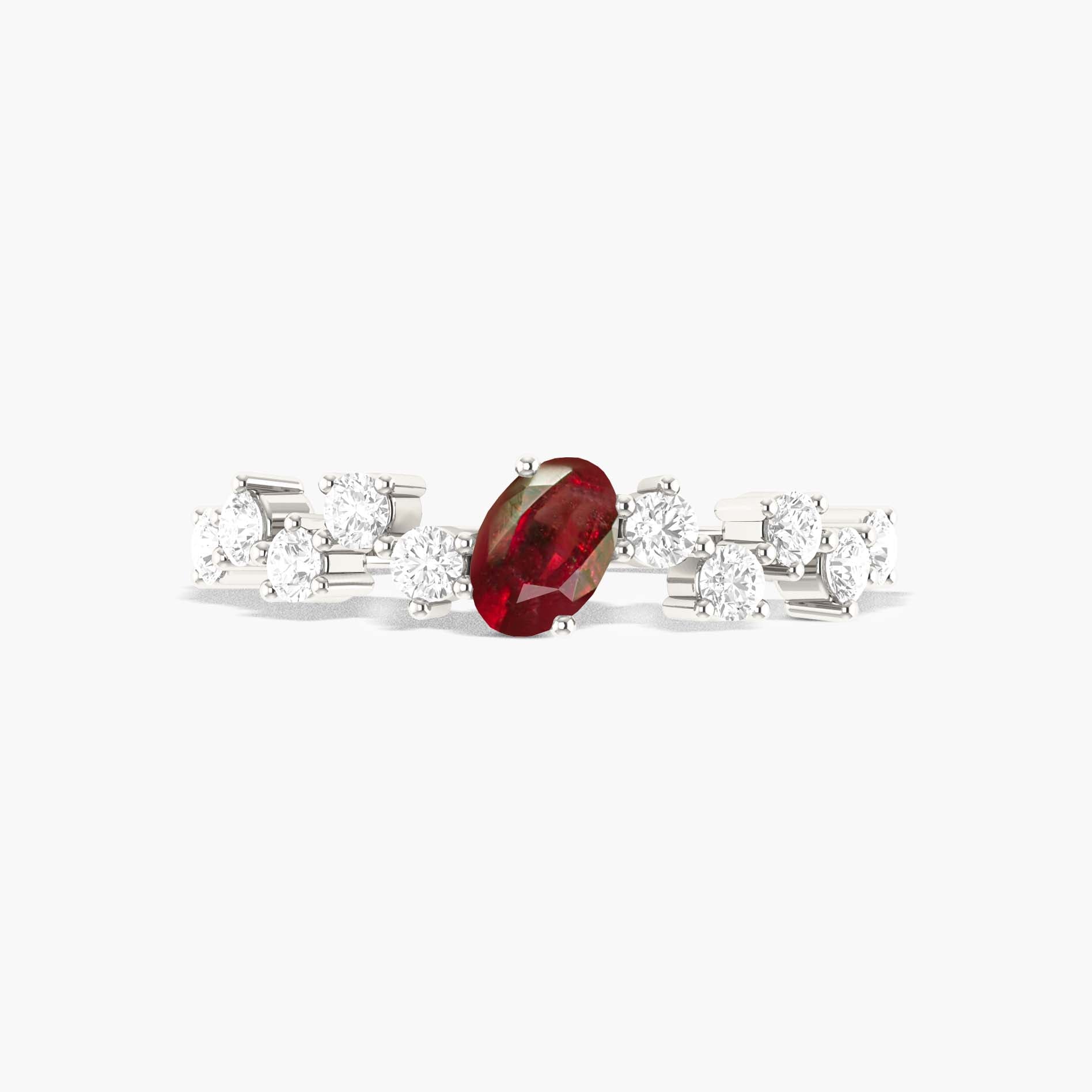 Genuine Red Rose Ruby with a small round Cubic Zircon ring - Goodstone Jewels