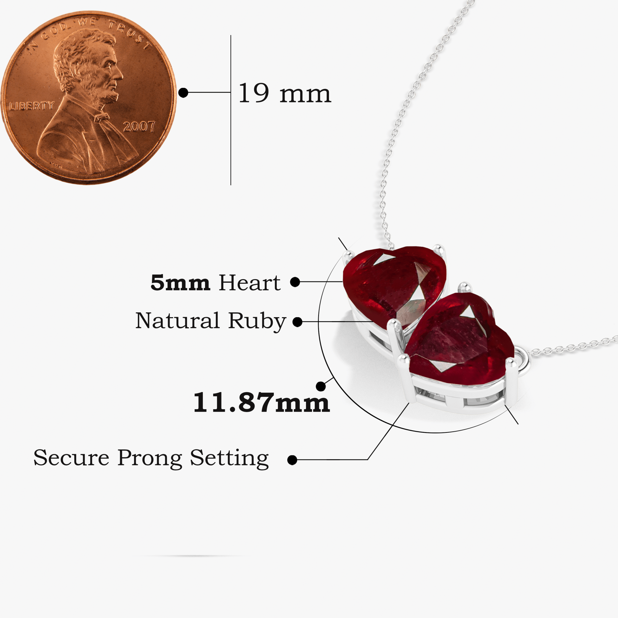 Genuine Red Ruby Dual Heart Pendant - Goodstone Jewels