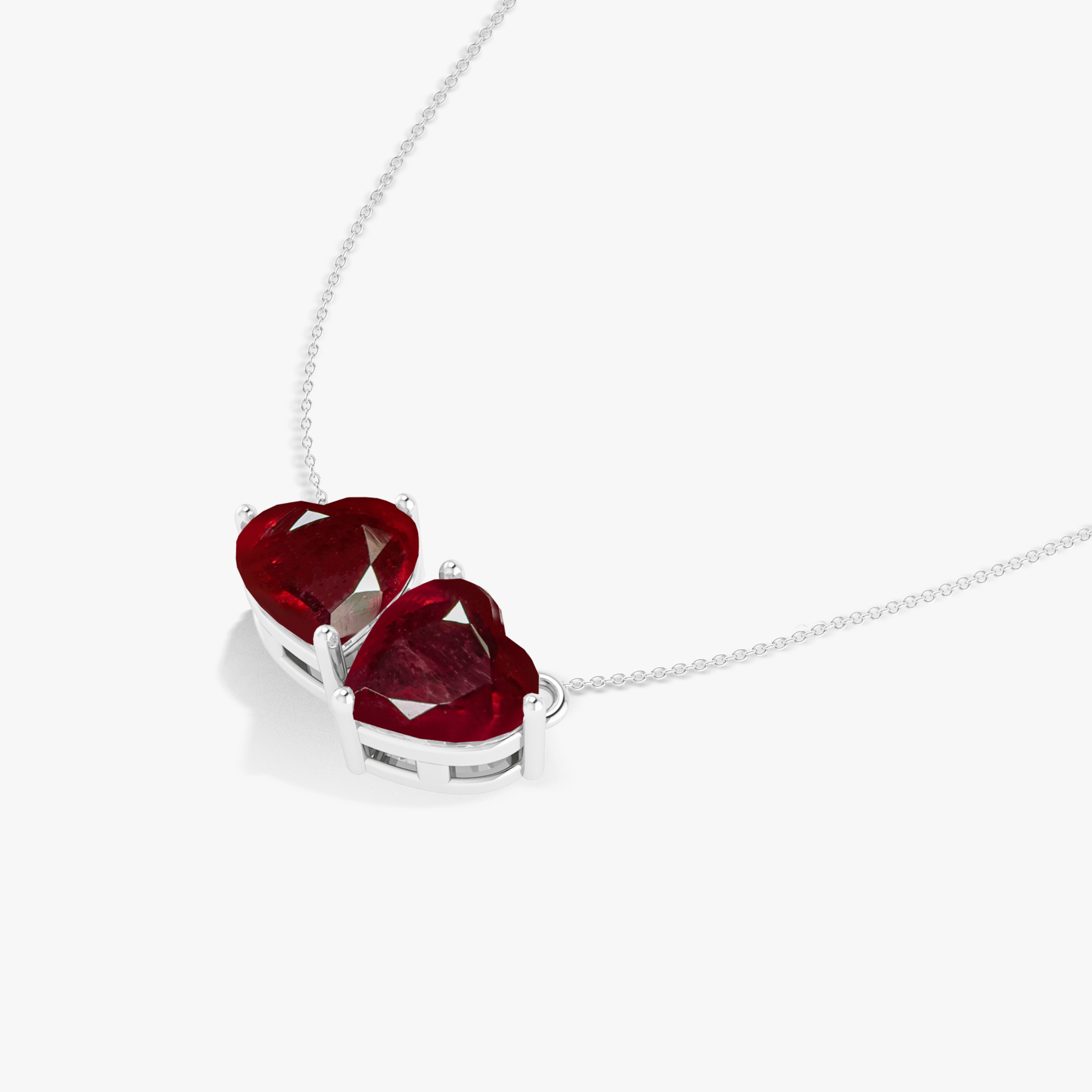 Genuine Red Ruby Dual Heart Pendant - Goodstone Jewels