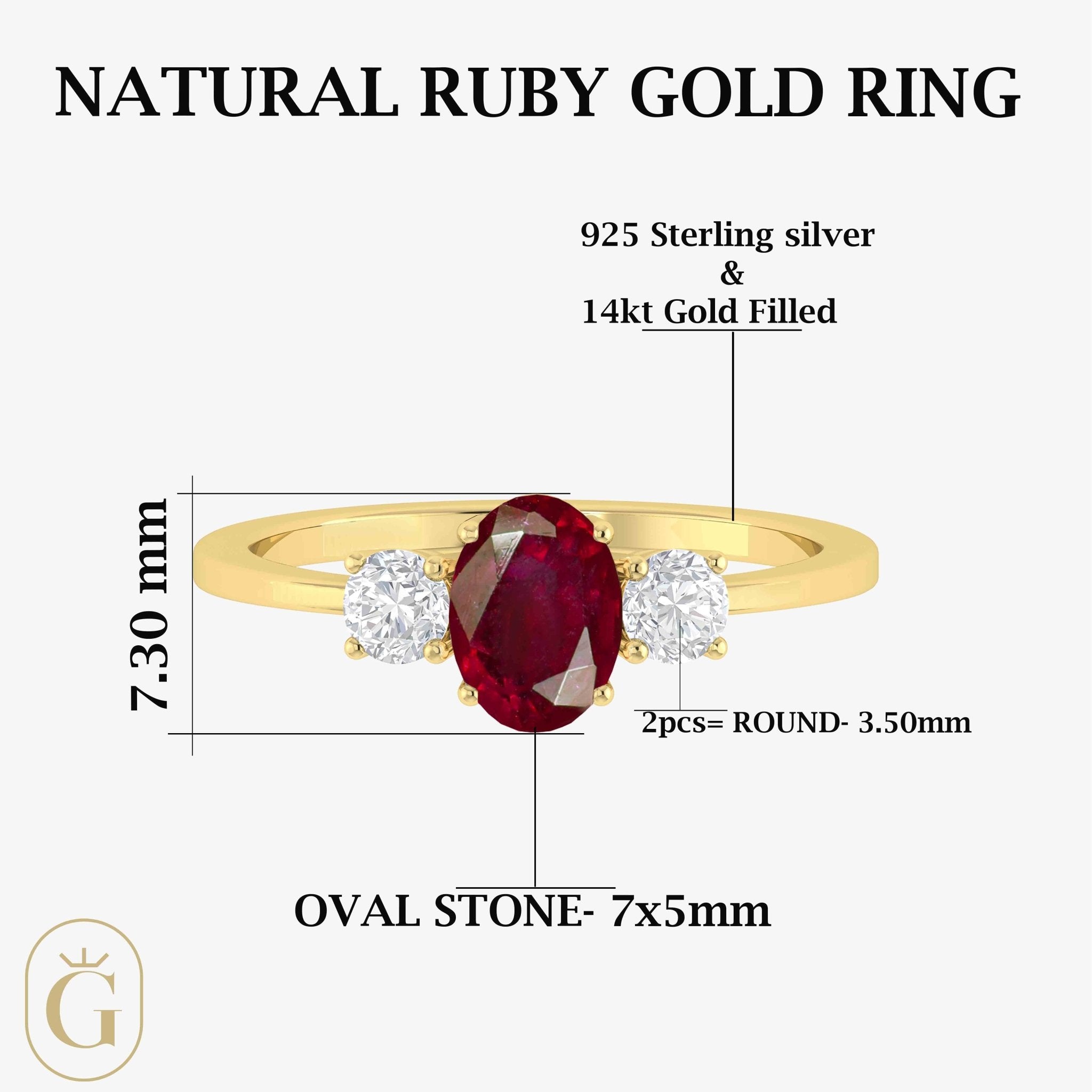Genuine Red Ruby Gemstone Ring - Goodstone Jewels