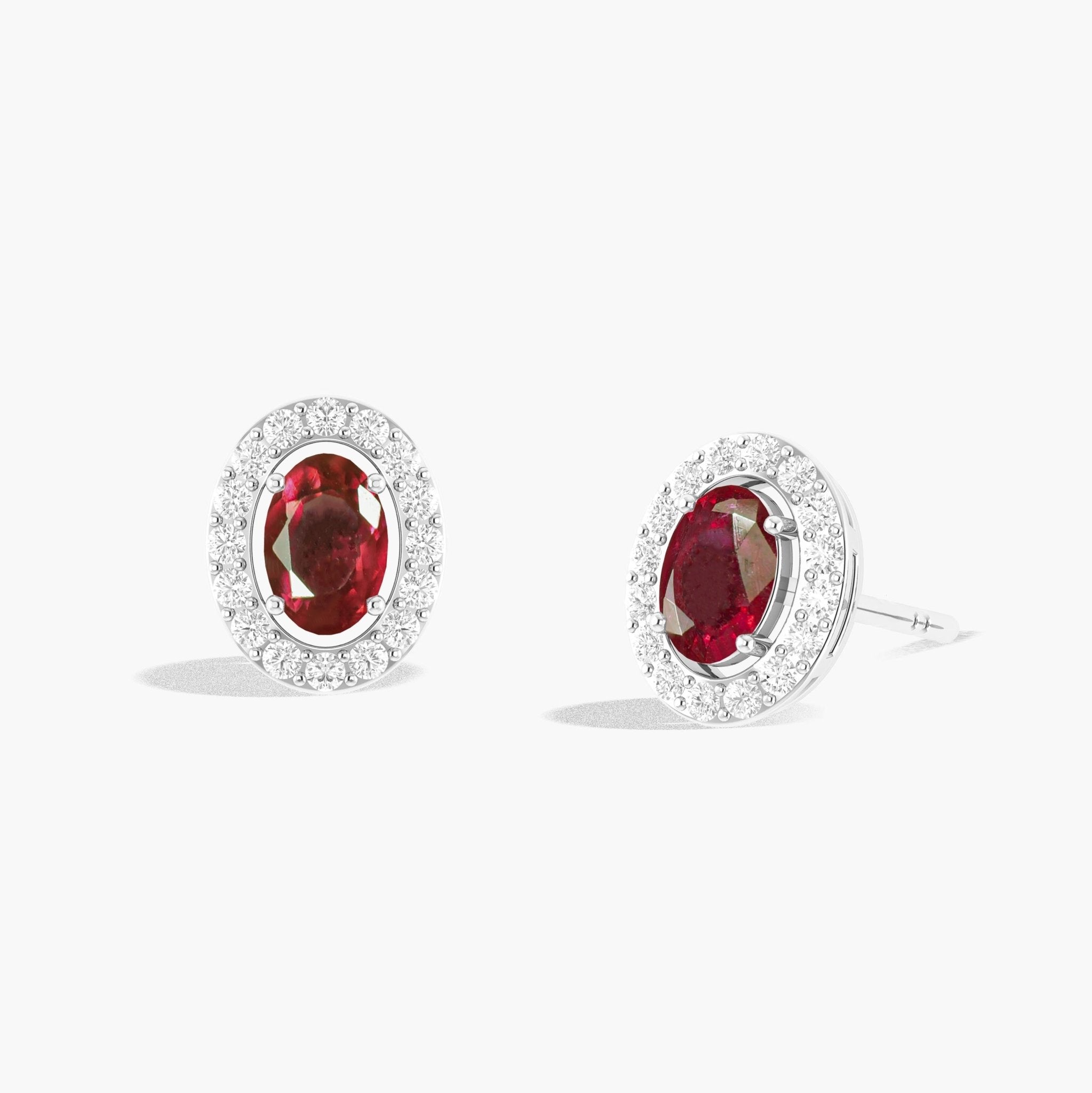 Genuine Red Ruby Oval Style Stud Earring - Goodstone Jewels