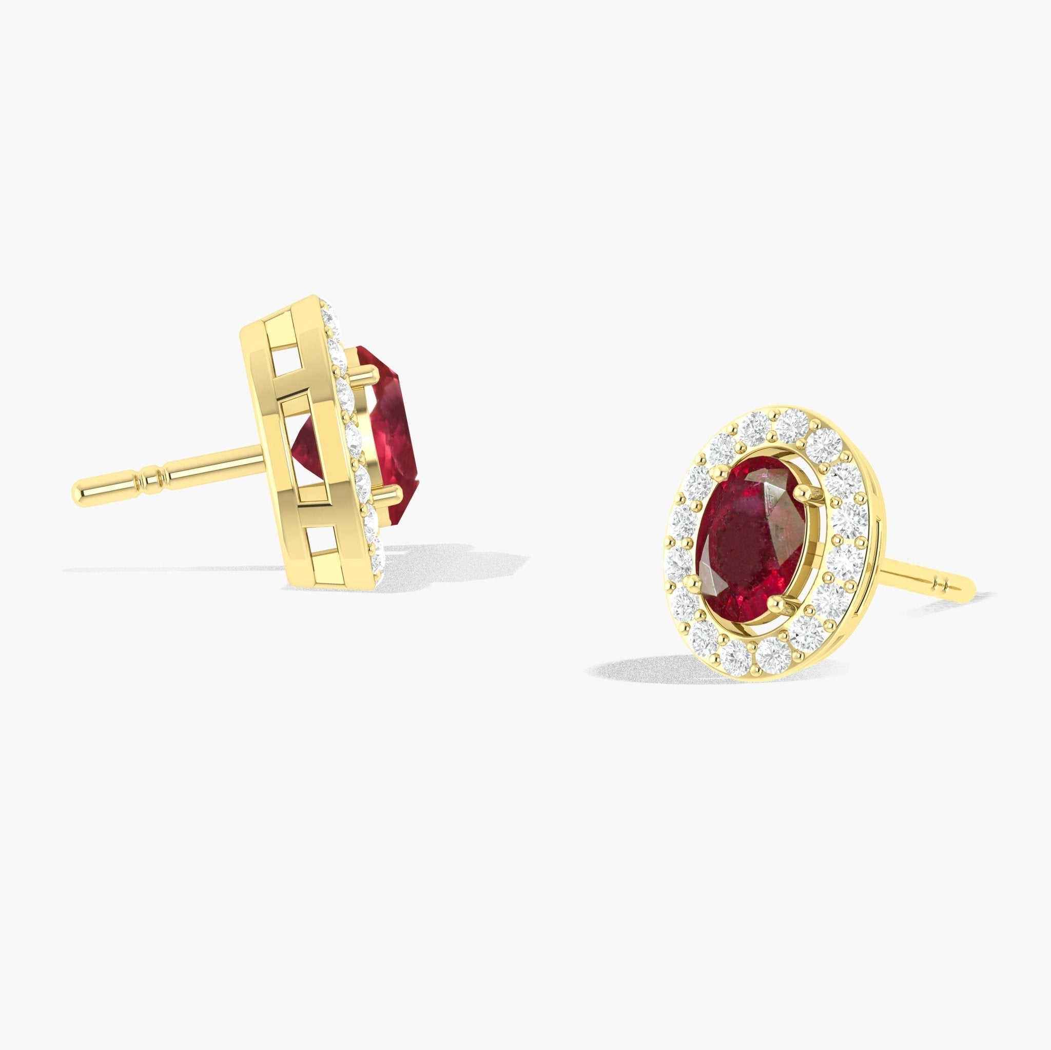 Genuine Red Ruby Oval Style Stud Earring - Goodstone Jewels