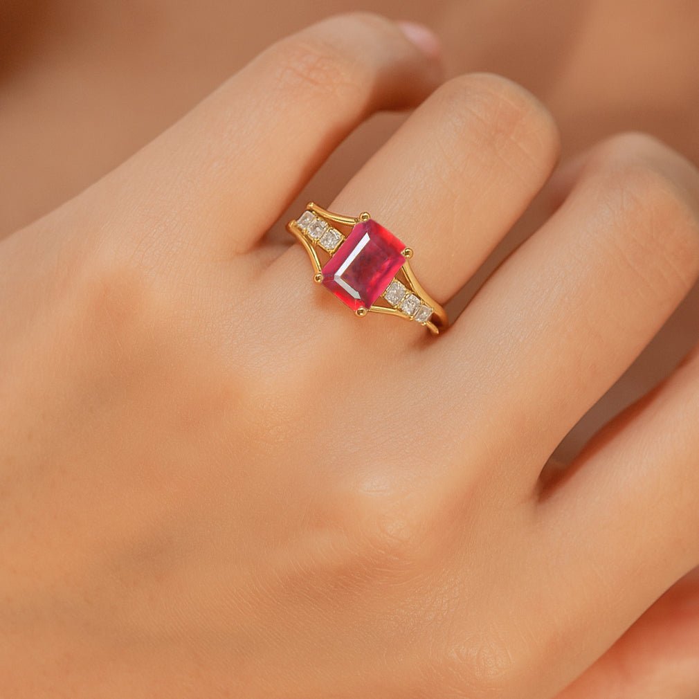 Genuine Ruby Octagon Gemstone Statement Ring - Goodstone Jewels