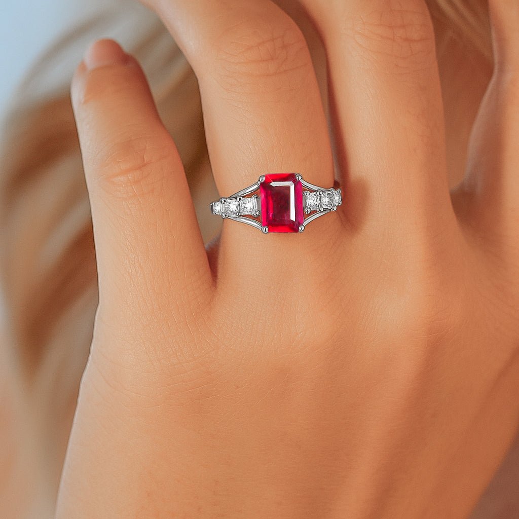 Genuine Ruby Octagon Gemstone Statement Ring - Goodstone Jewels
