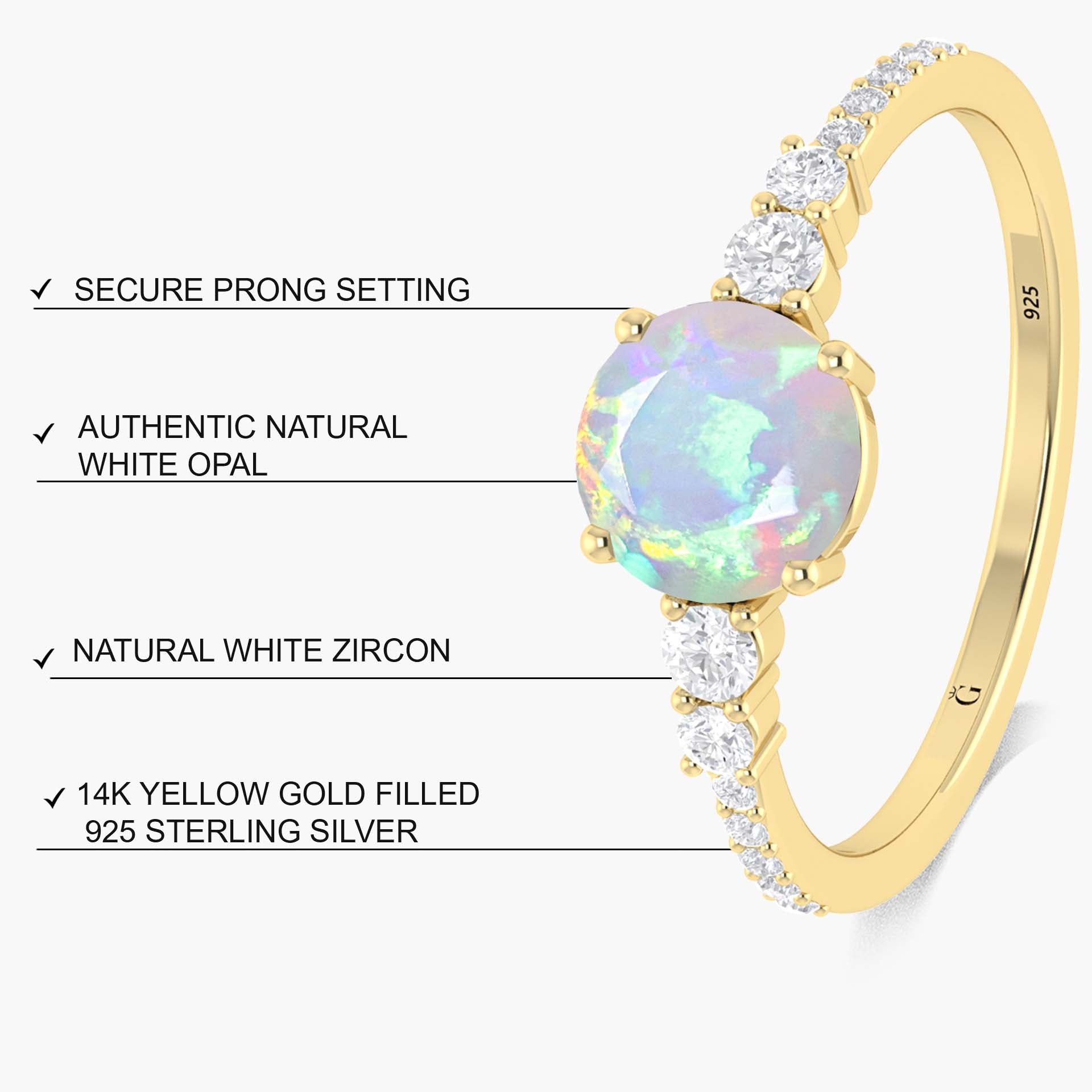 Genuine White fire Round Ethiopian opal statement ring - Goodstone Jewels