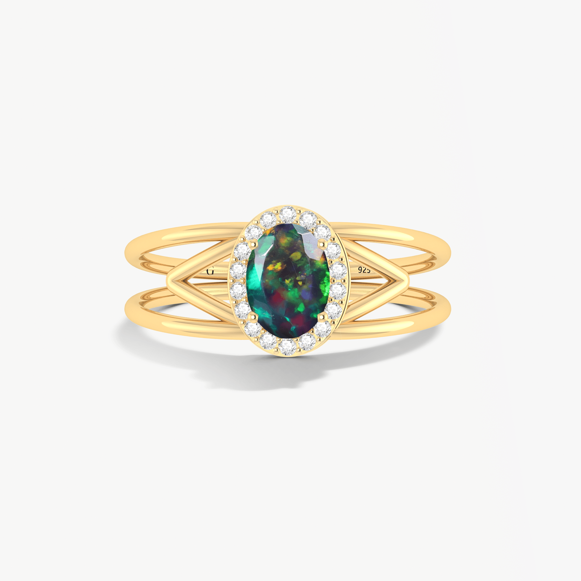 Gorgeous Black fire oval Ethiopian opal gold wedding ring - Goodstone Jewels