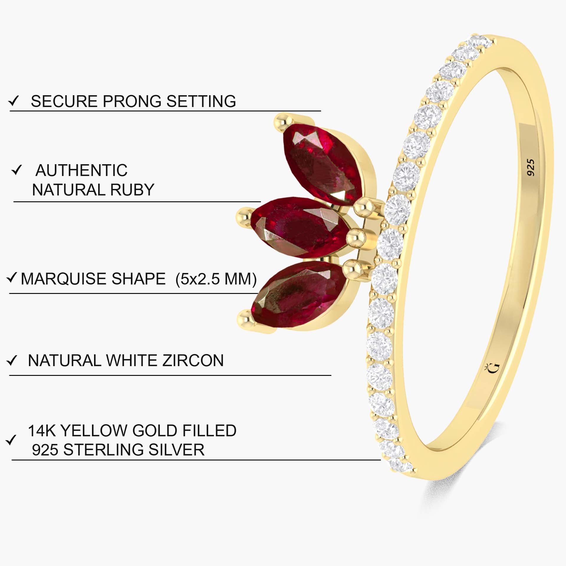 Gorgeous Red Rose Beautiful ruby 3 Marquise Gold or silver ring - Goodstone Jewels